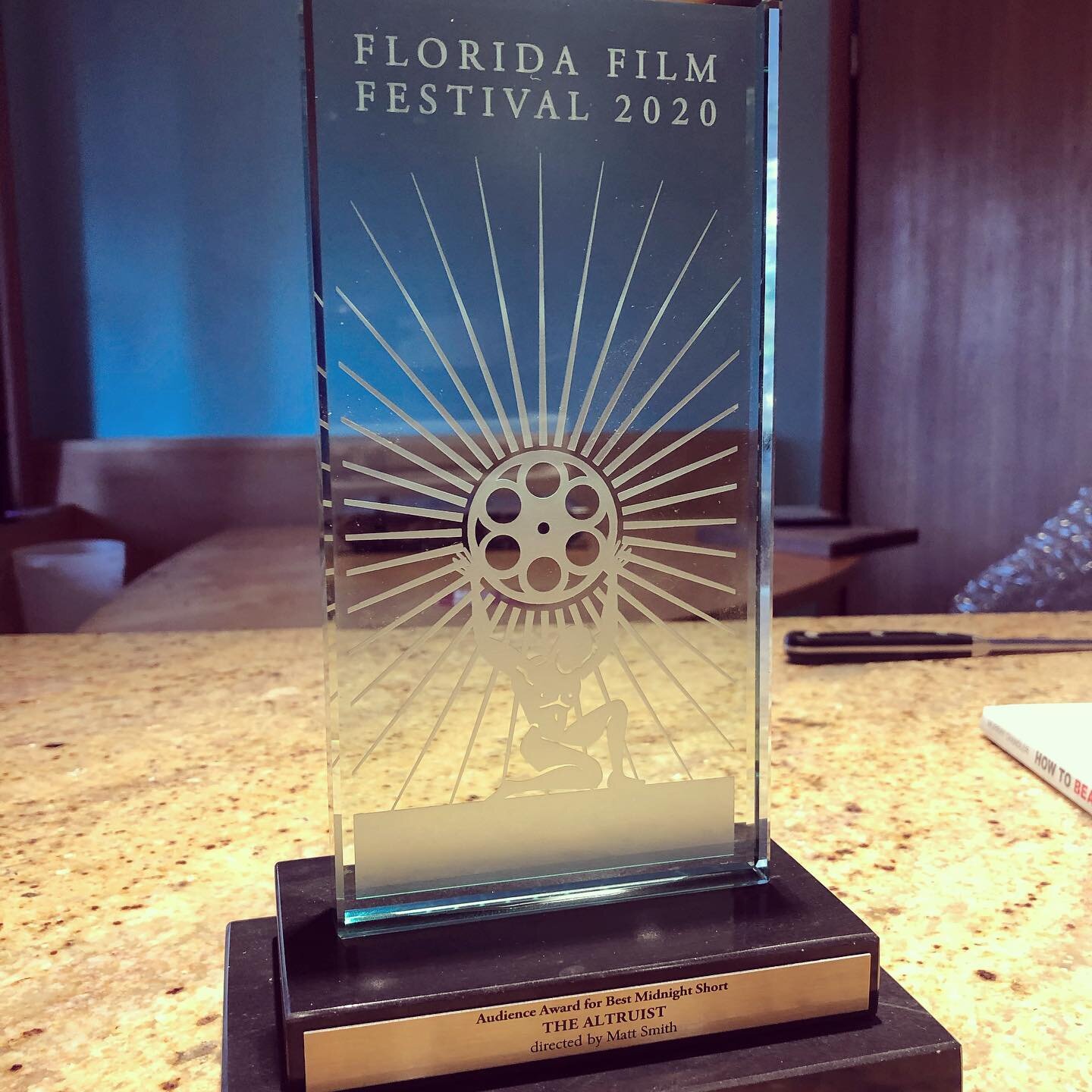 This just showed up on the doorstep! Thanks again to the Florida Film Festival and everybody who worked so incredibly hard to make this possible! @thealtruistshortfilm  @floridafilmfest