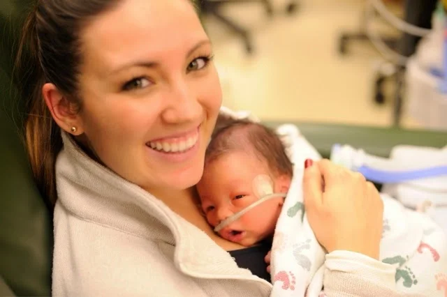 The first time I held Justus since delivery.