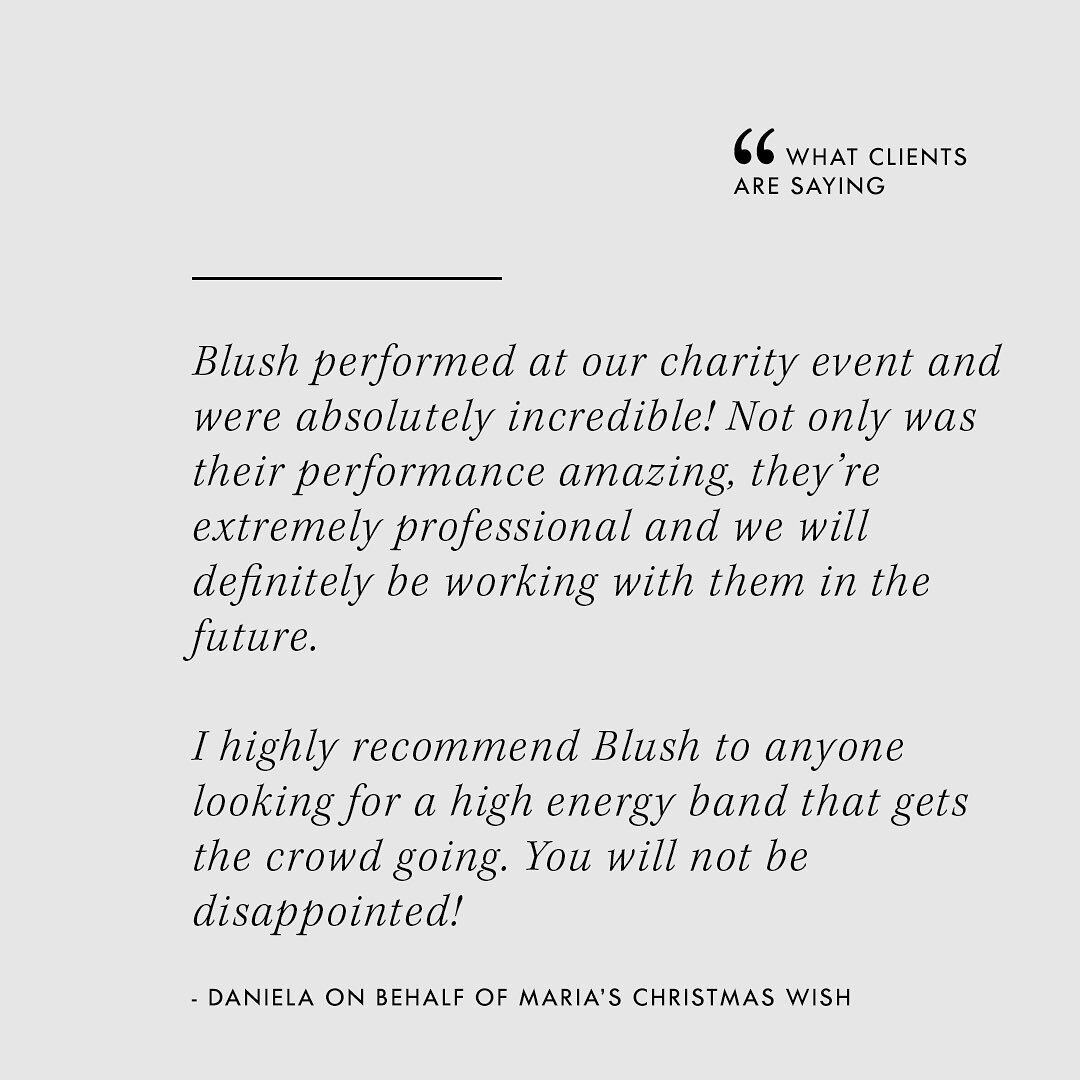 We get to play music and make people happy! How cool is that?

To book us for your event, please visit www.blushband.ca.
.
.
.
#review #testimonial #whatclientsaresaying #livemusic #liveentertainment #coverband #torontocoverband #eventband