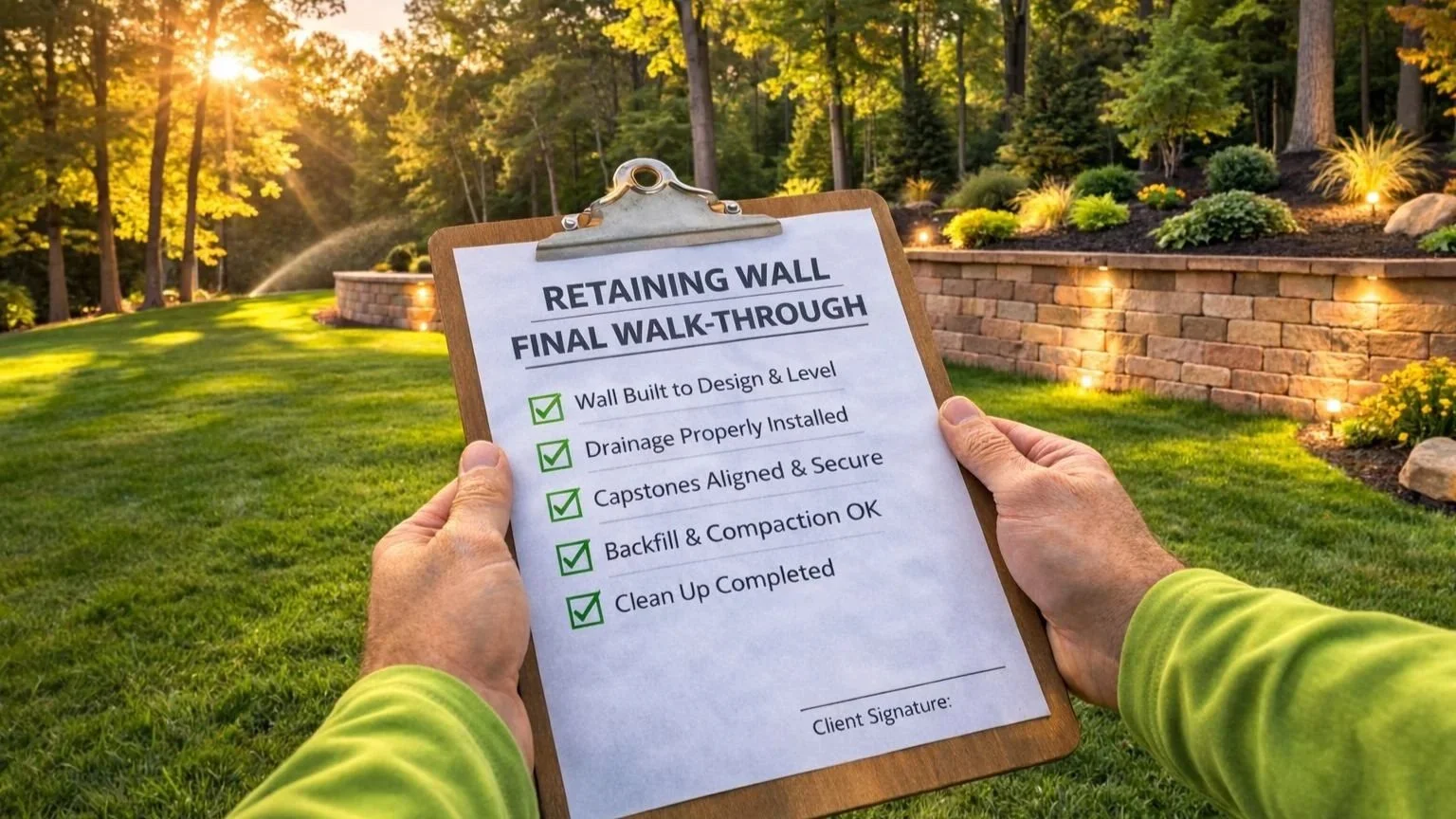 Retaining wall final walk through