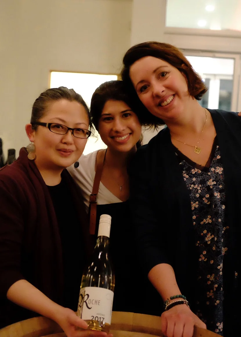 Rosina Reid of Broadway International Wine Shop (yes, it's a rare photo!), Aman Dosanj of The Paisley Notebook and Pénélope Roche of Domaine Roche Vineyard