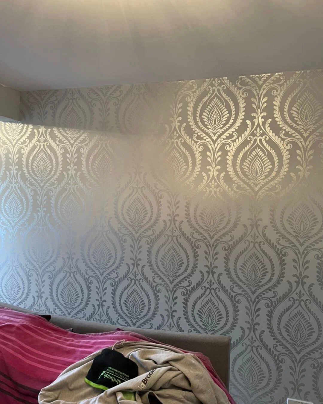 Forgot to share this wallpaper the other day. I&rsquo;ve just received a review on Google from the customer, who has now asked if I can wallpaper a second wall with the same paper.

&ldquo;We used Craig to wallpaper a wall for us. He did a very profe