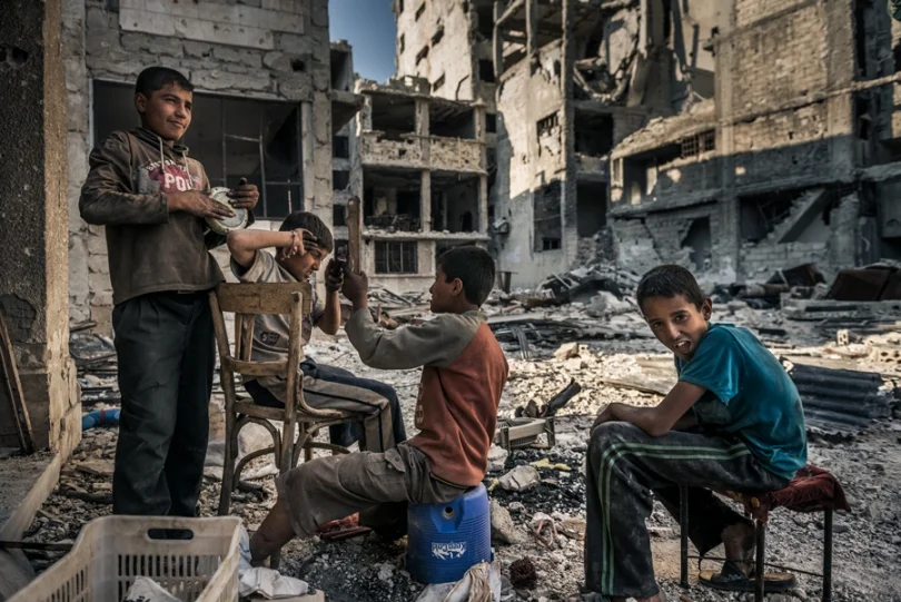Homs, Syria, 14 June 2014© Sergey Ponomarev for the New York TimesHomeless children play in the ruins of Homs after Opposition forces left the area.&nbsp; During the siege, children were left to fend for themselves when their parents went missing or…