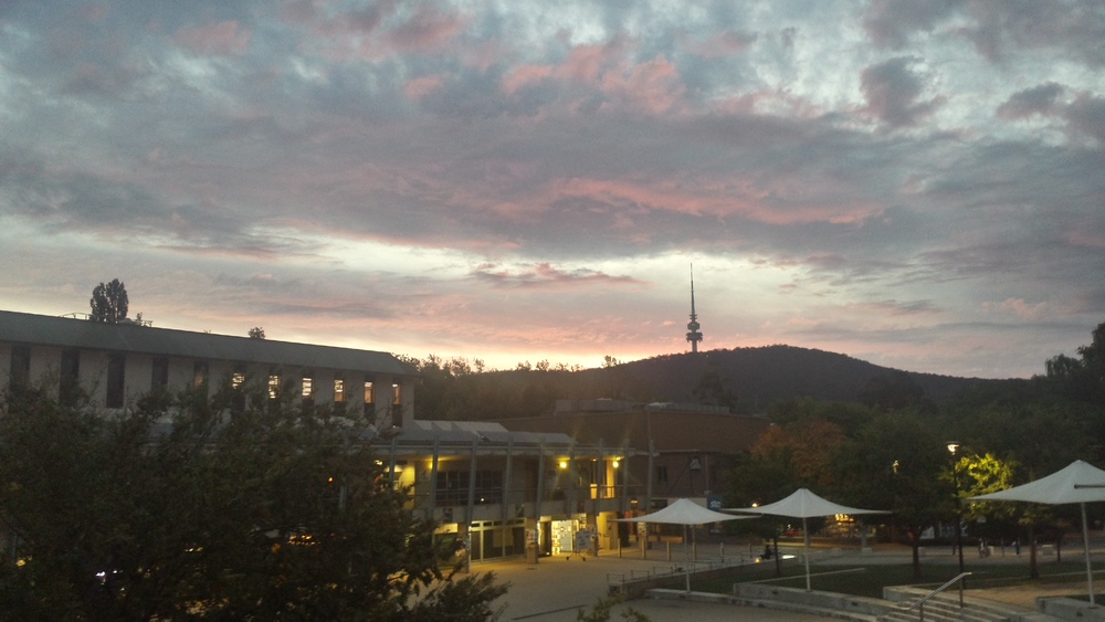  sunset over Black Mountain, ANU campus. 