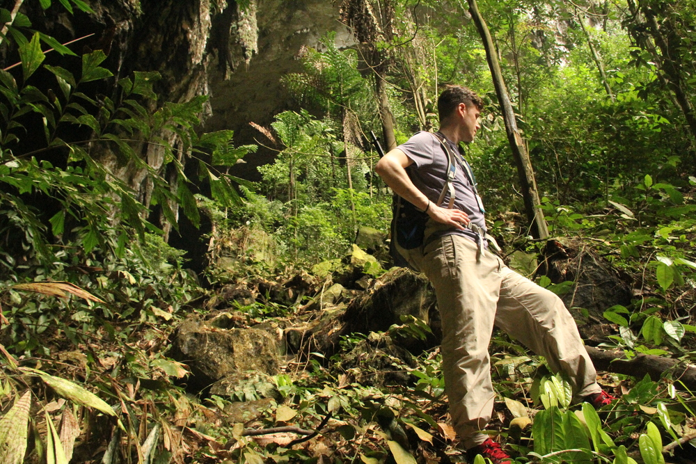  your intrepid explorer regally staring into space outside of Deer Cave, Mulu National Park. We were waiting for the sun to piss off so the bats would come out of the cave, and we could go looking for geckos without getting peed on. photo credit: Jac