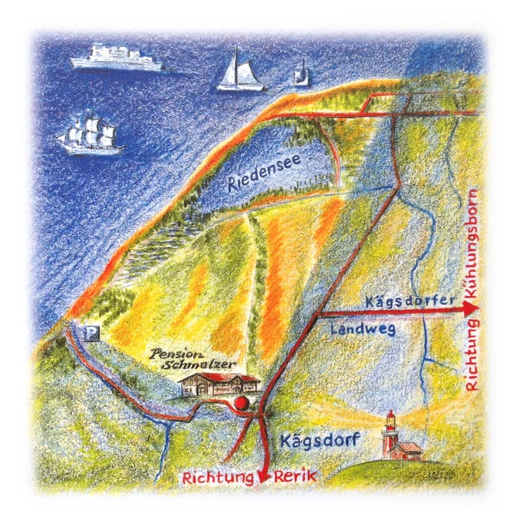Illustrierte Karte der Umgebung von Kägsdorf