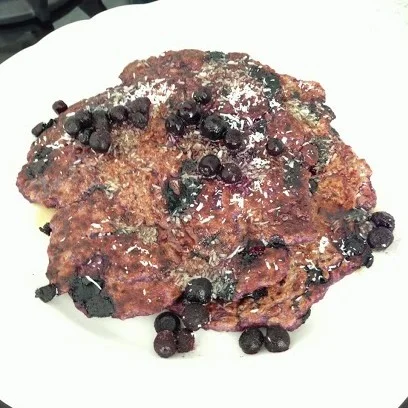 Gluten-Free Oat Flour, Blueberry, Chia, Coconut Pancakes