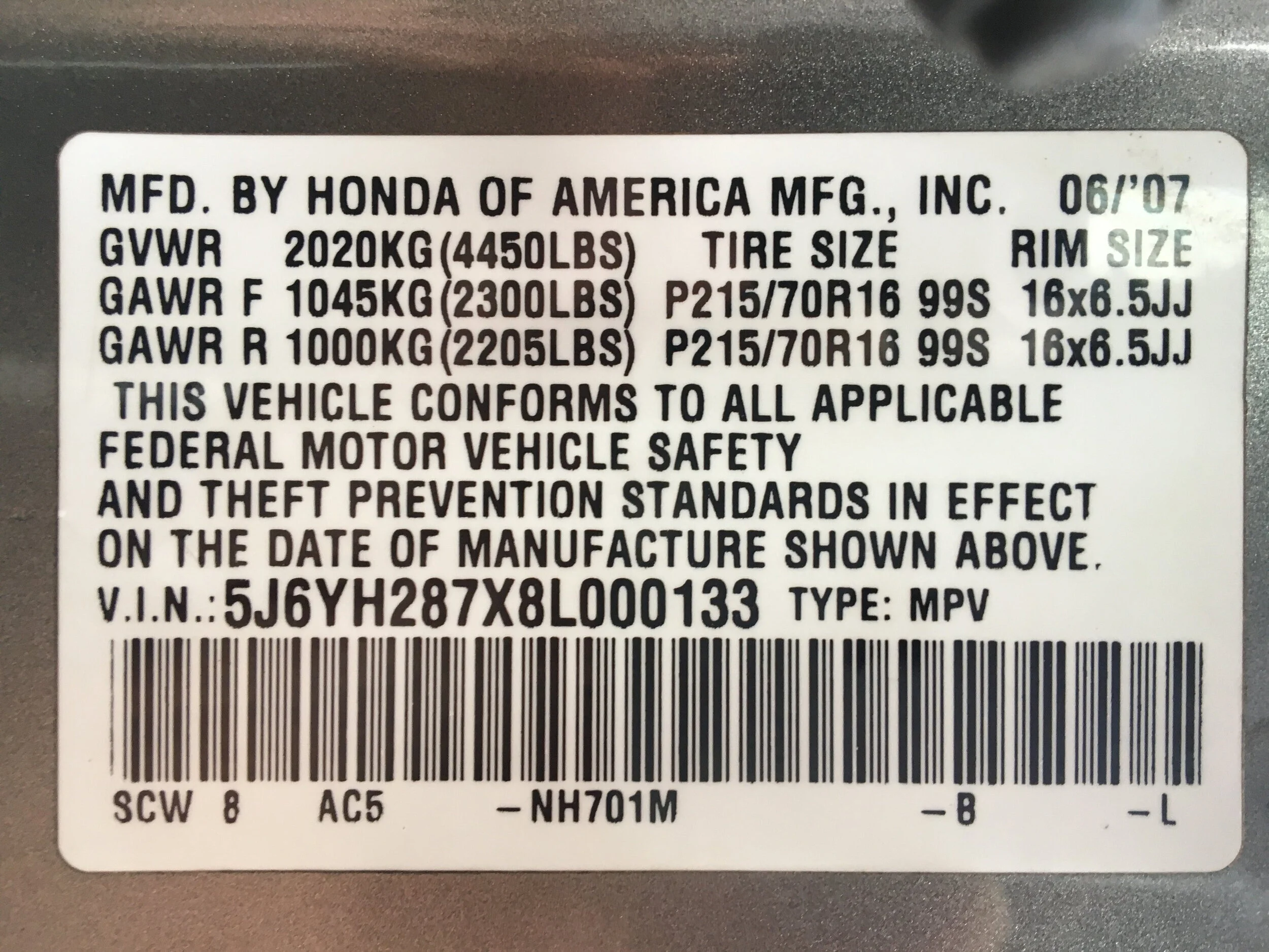 Honda Element VIN Decoder (Vehicle Identification Number) — Fifth Element Camping Honda Element VIN Decoder (Vehicle Identification Number) — Fifth Element Camping