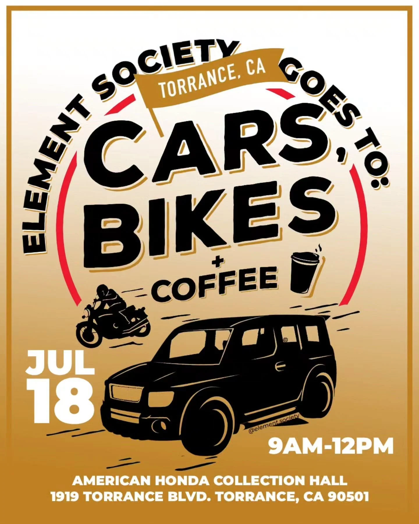 Cars, Bikes + Coffee meet at the American Honda Collection Hall