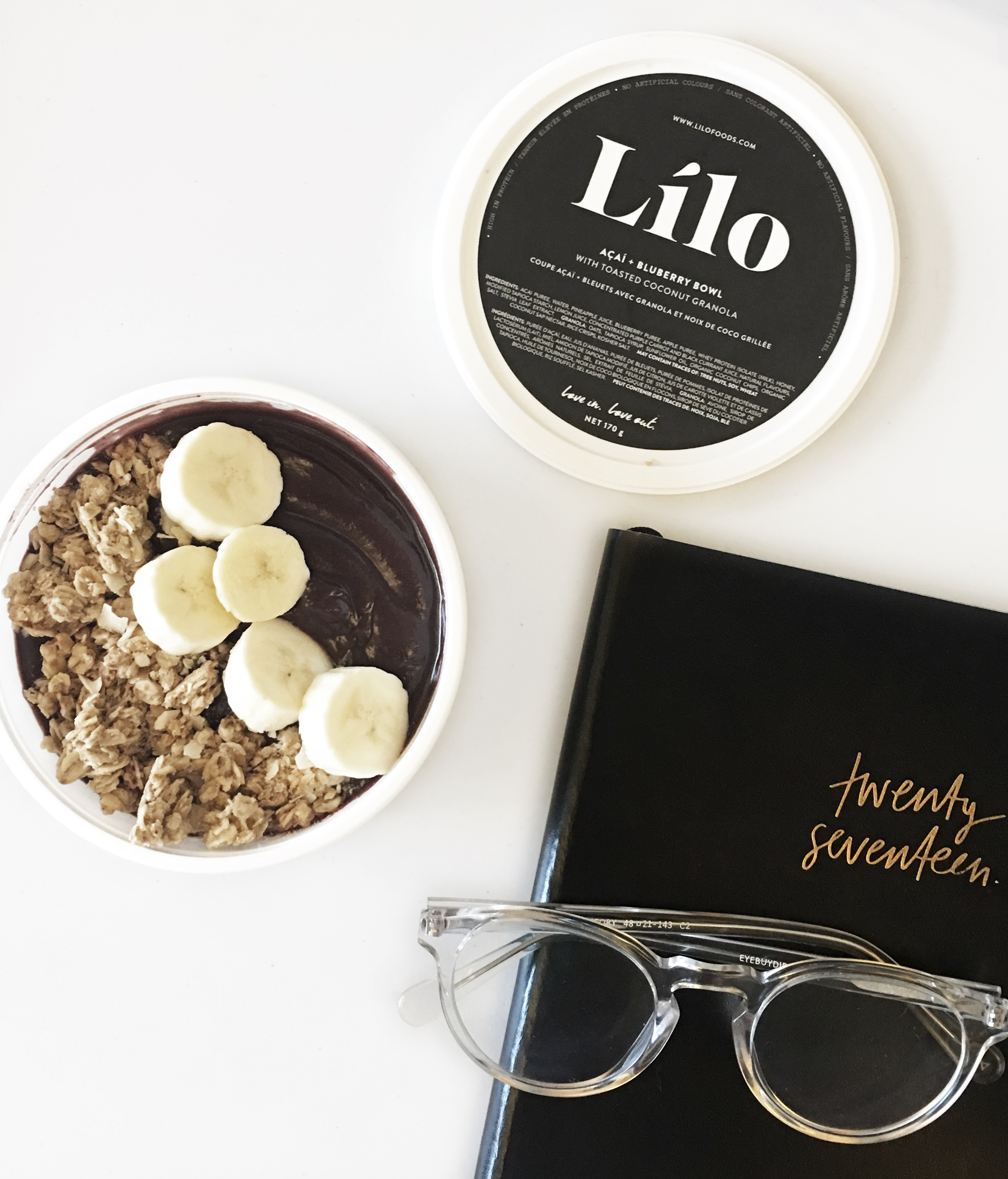 LILO Acai Bowl with a banana and coconut granola