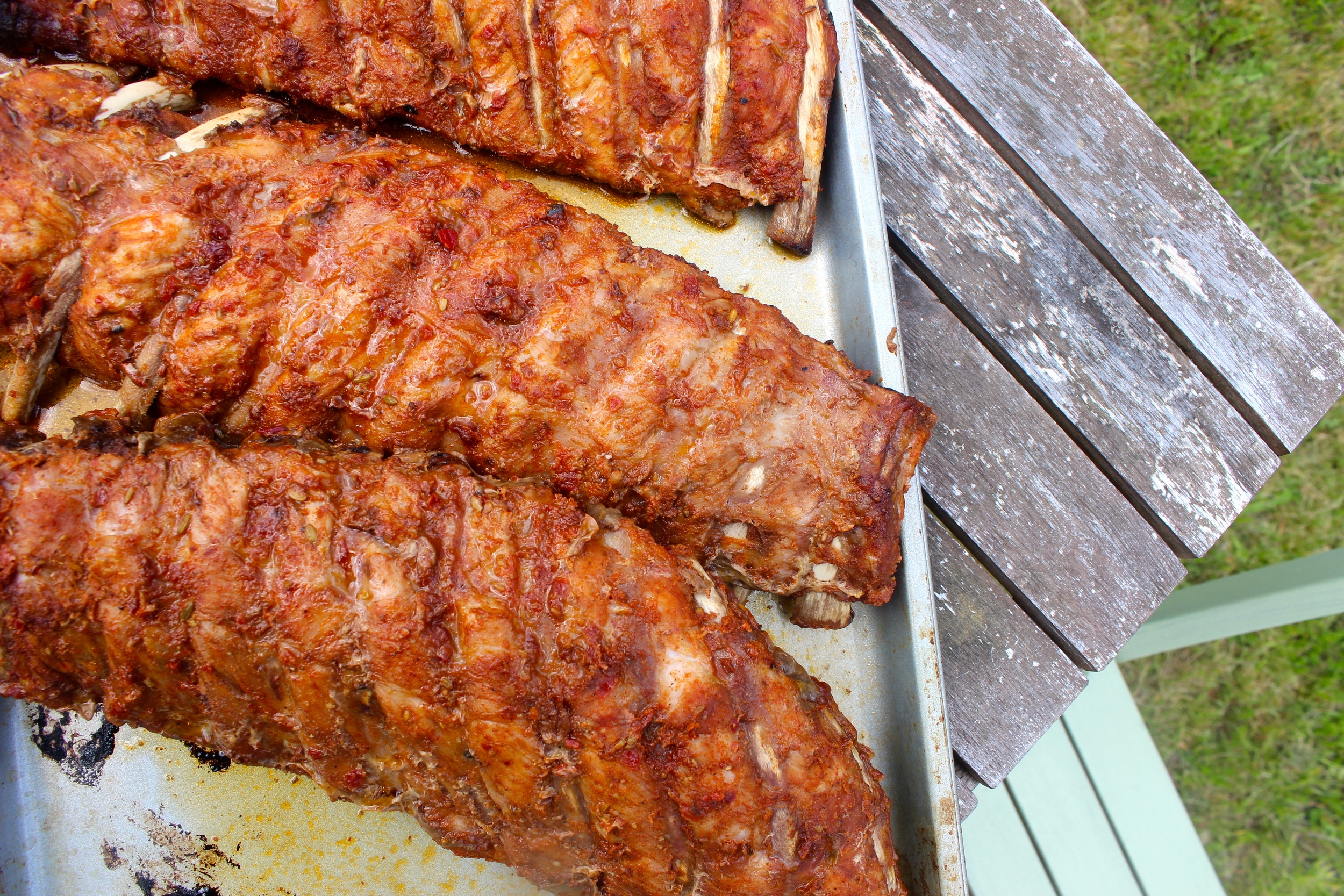 ribs from in the oven but waiting to be bbq'd