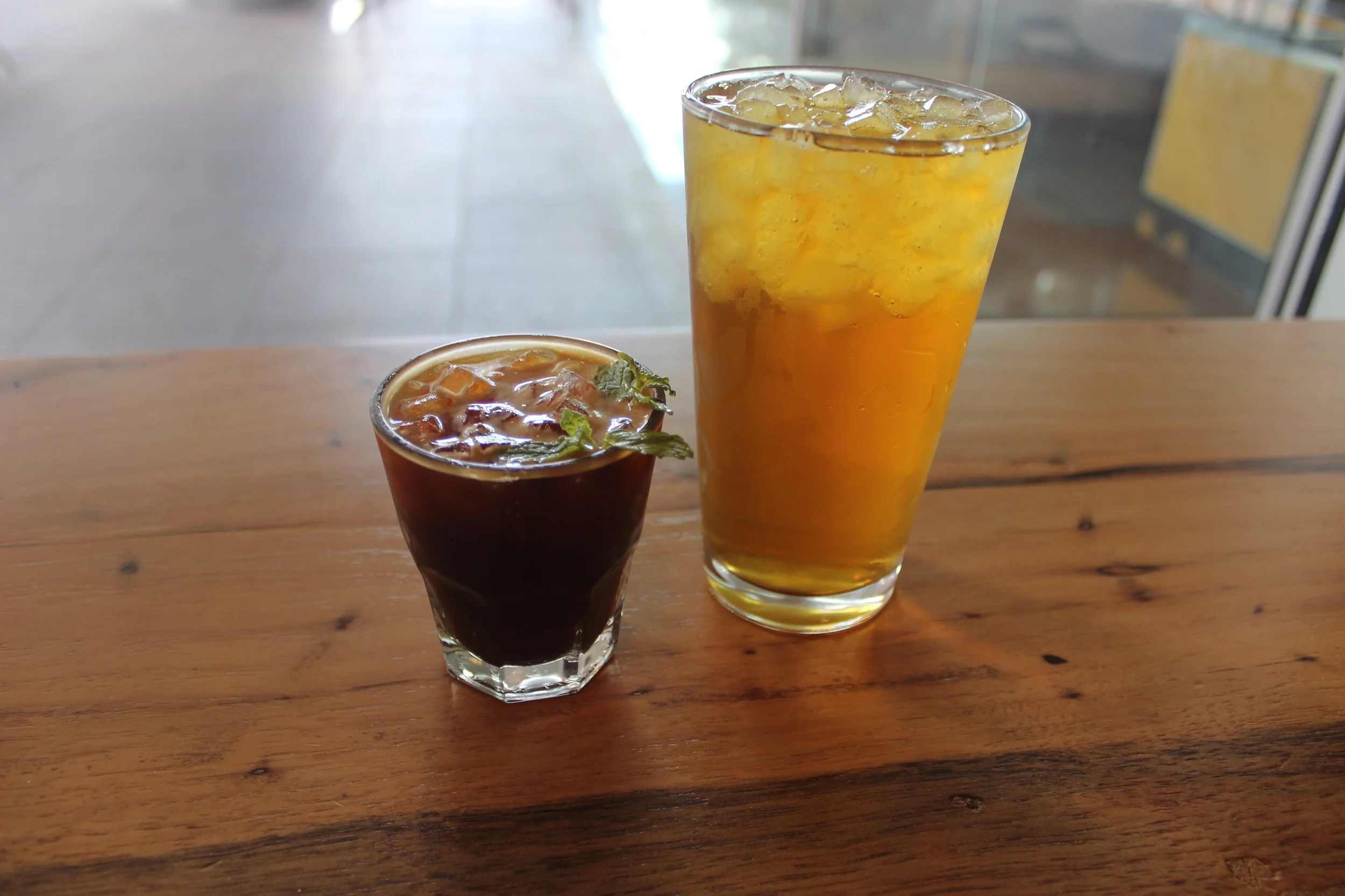 Coffee julip and green iced tea