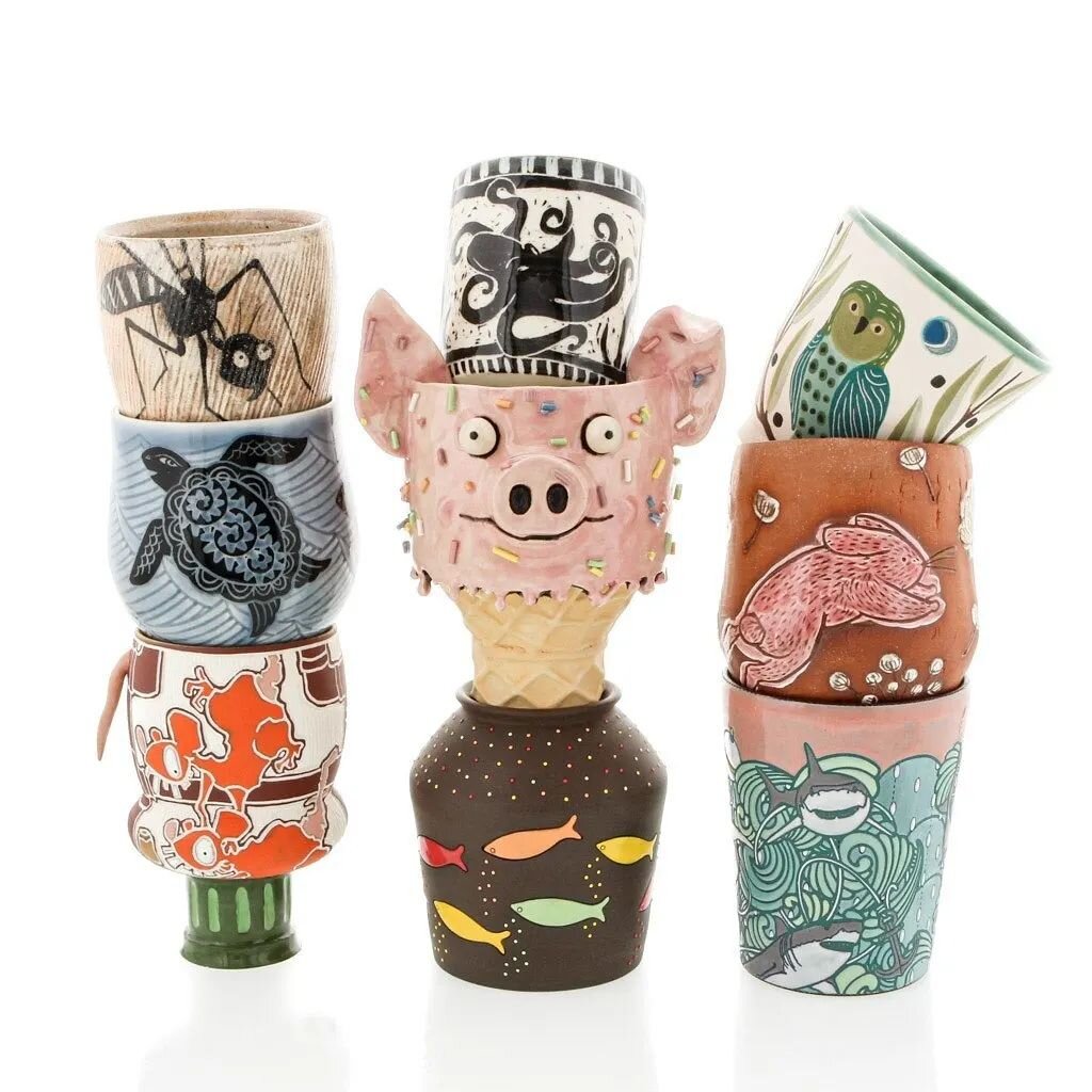 Reposted from @clayakar Animalia ❤️ represented in the upcoming Yunomi Invitational.
Opens June 17th, 10:00 am CST, Online Only.
Pictured: Kirk Lyttle, Yoko Sekino Bove, Sarah Anderson, Carolanne Currier, Ashley Bevington, Audra Doughty, Gabriell