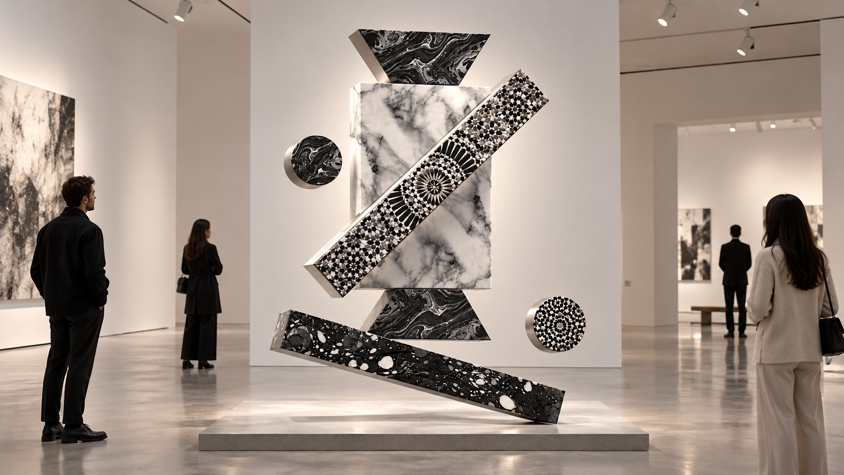 Geometric Marble Sculpture in Modern Gallery.png