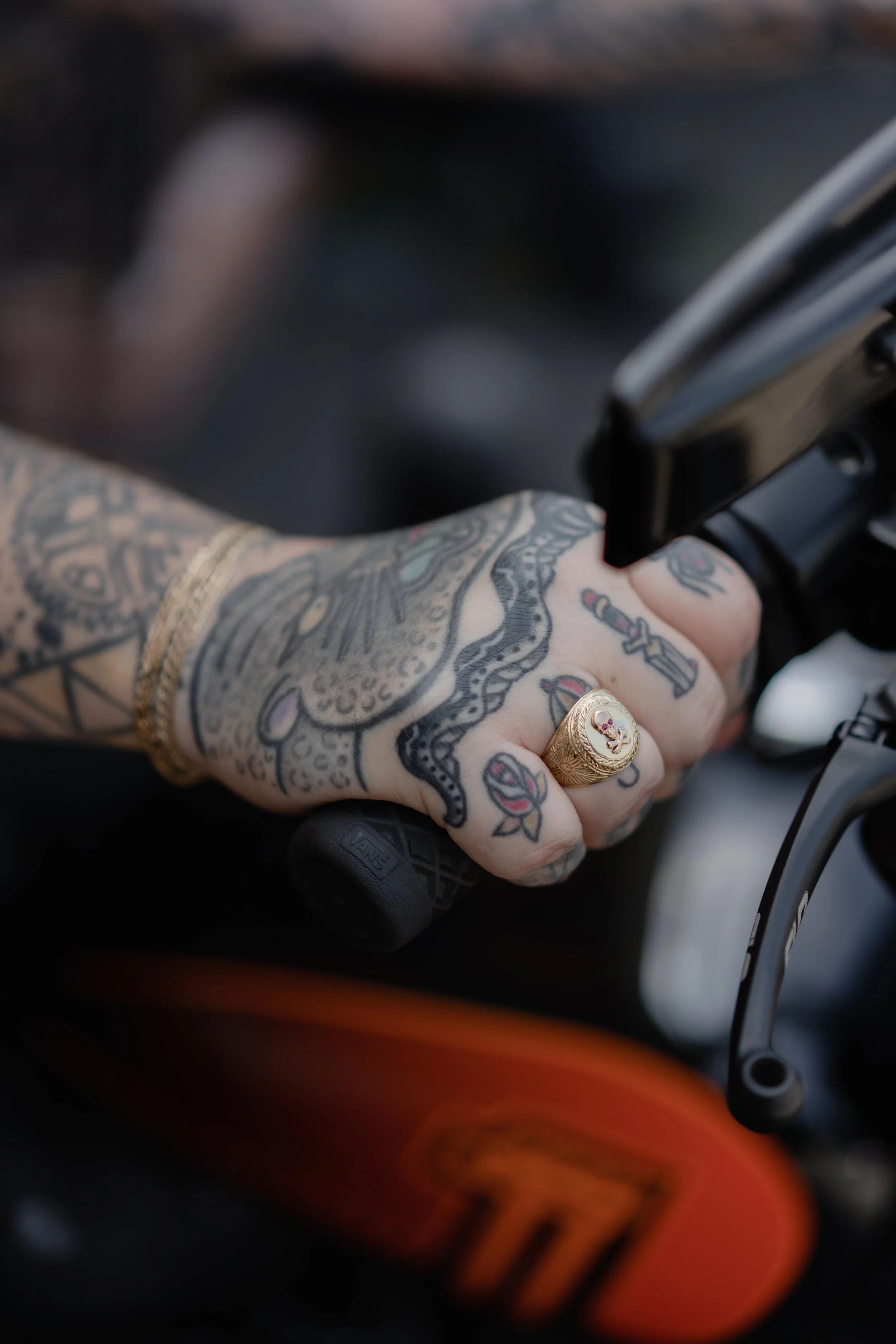 Tattooed guy on motorcycle