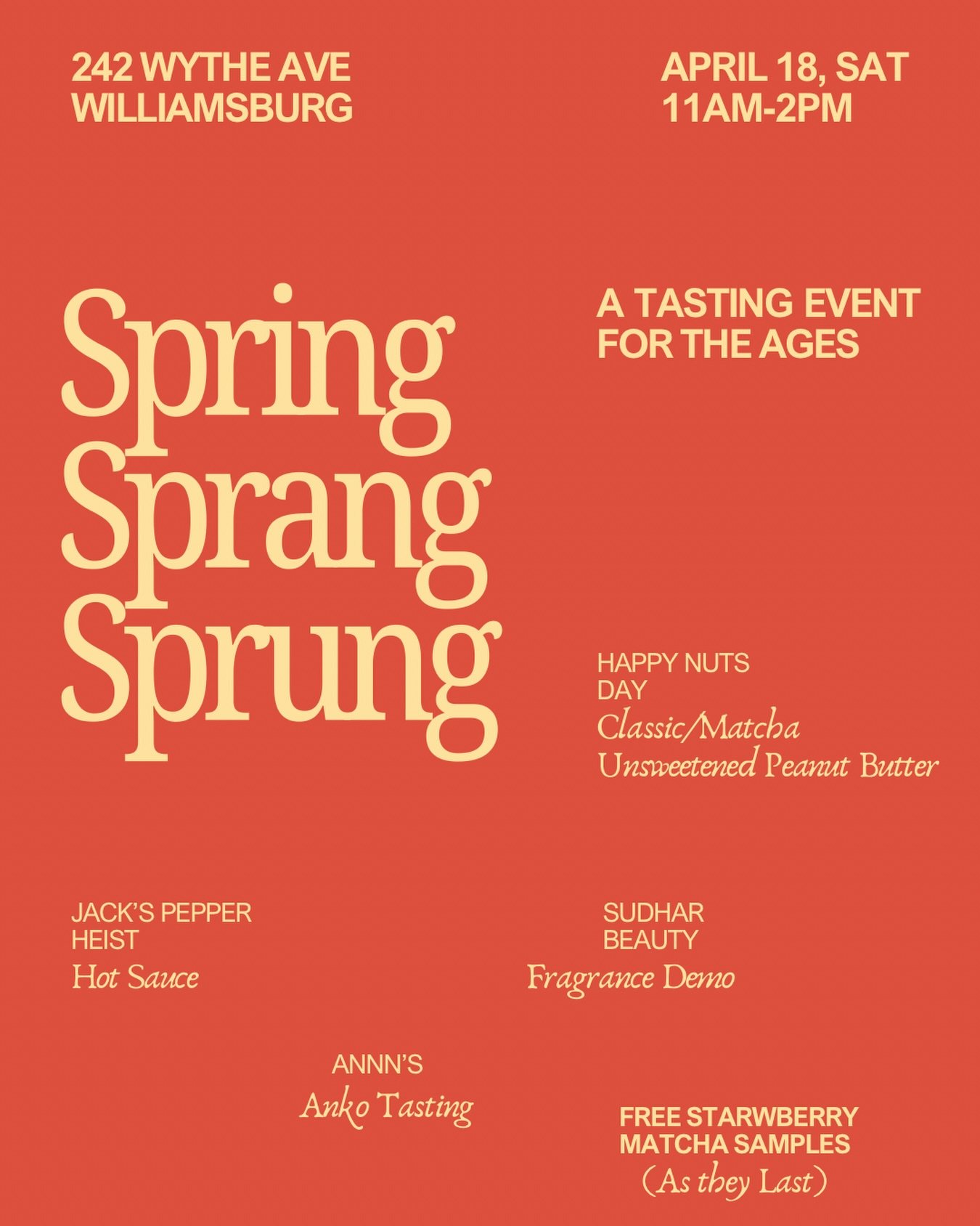 Spring is springing and an insane tasting event has sprung at D&eacute;panneur 🌷

First, @annn.nyc is stopping by with her freshest Japanese anko to get you off your feet.
Then @jackspepperheist is taking you to Spiceland with their incredible Latin