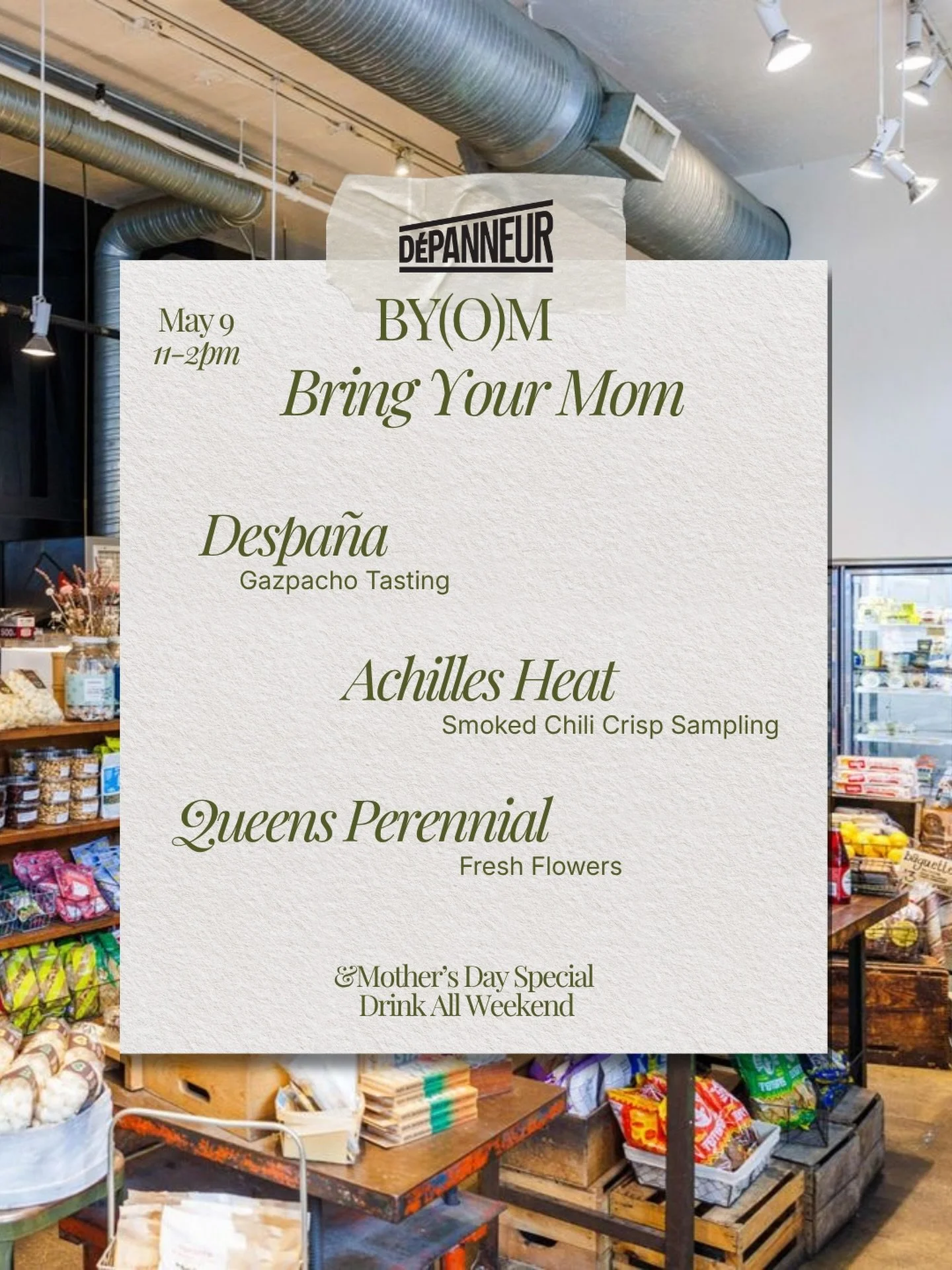 Happening this Saturday, May 9 (11&ndash;2pm)&mdash; we&rsquo;re hosting a very special Mom&rsquo;s Day moment at D&eacute;panneur. Bring your mom, or come by yourself. 🤍

First, @despananyc is sampling their Gazpacho, inspired by a traditional Anda