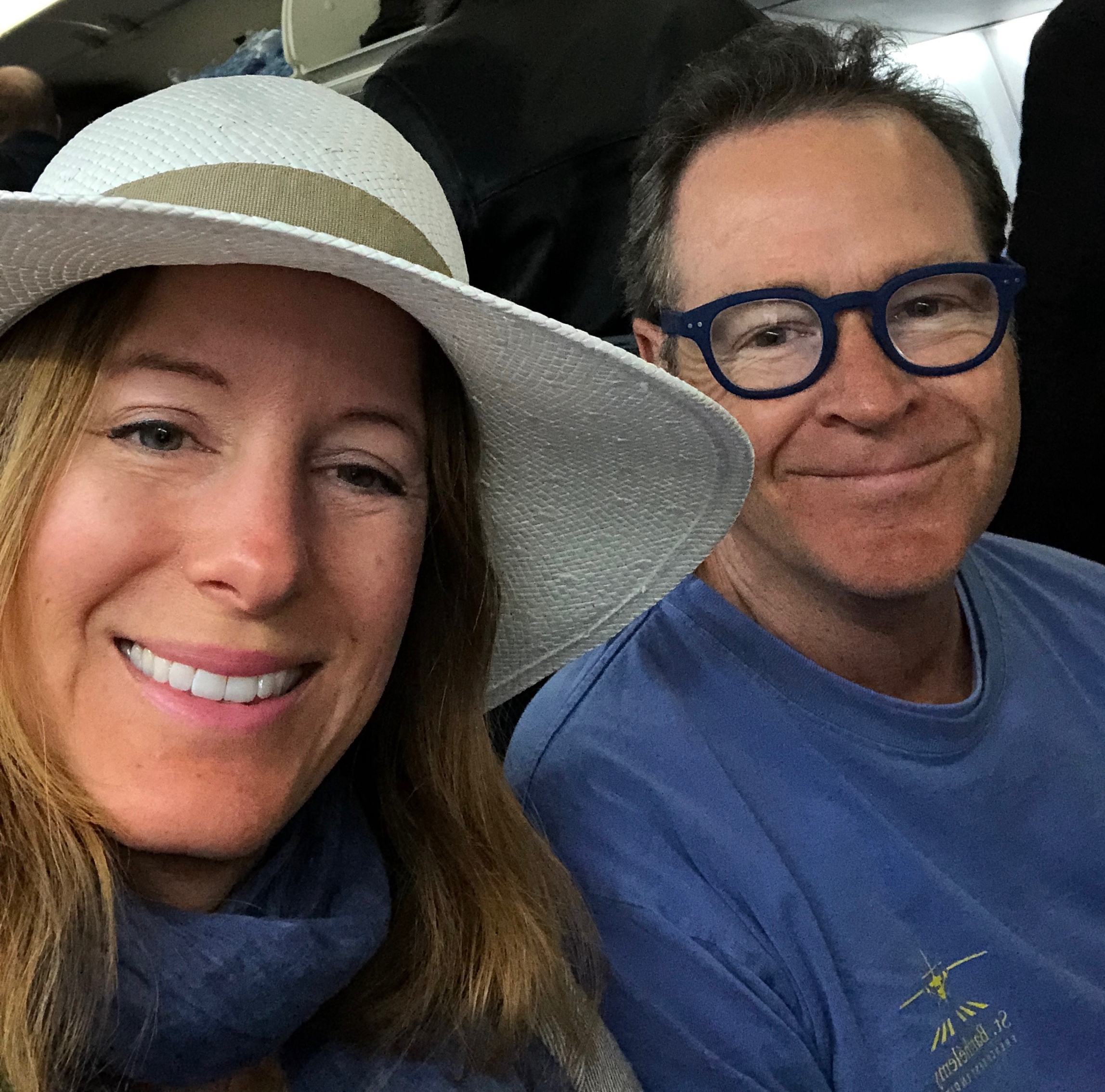 On the plane and ready for our flight to S. Martin