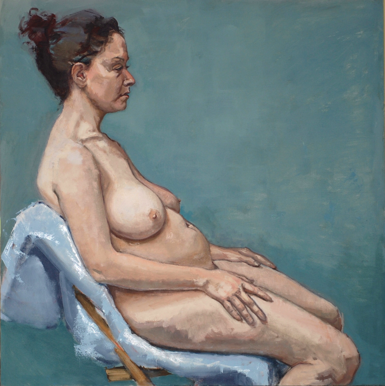 ”Seated Nude (Blue Background)”