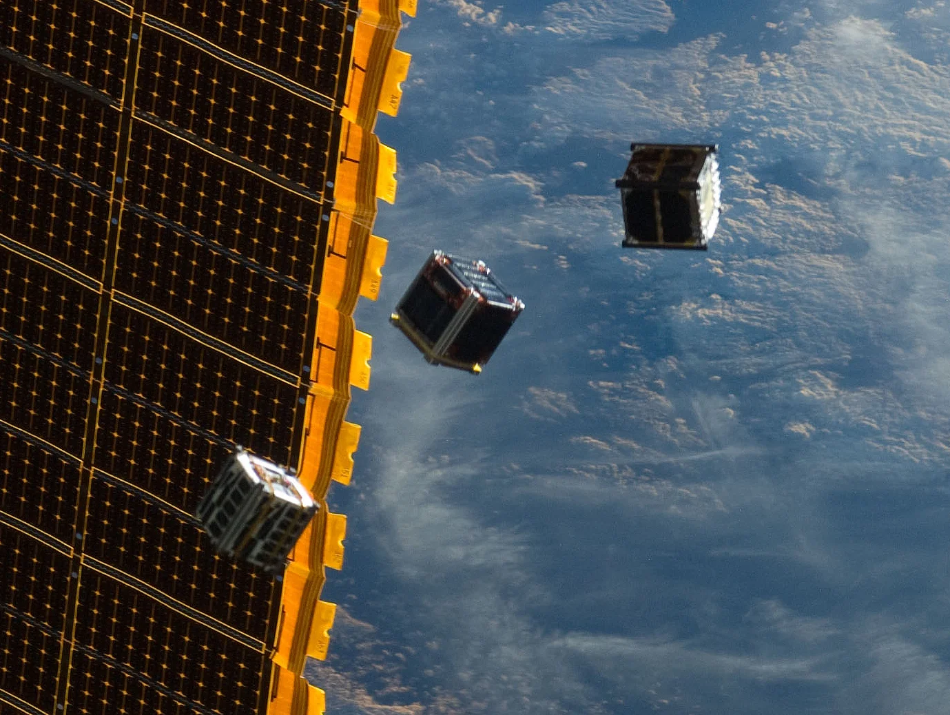 CubeSats in space.