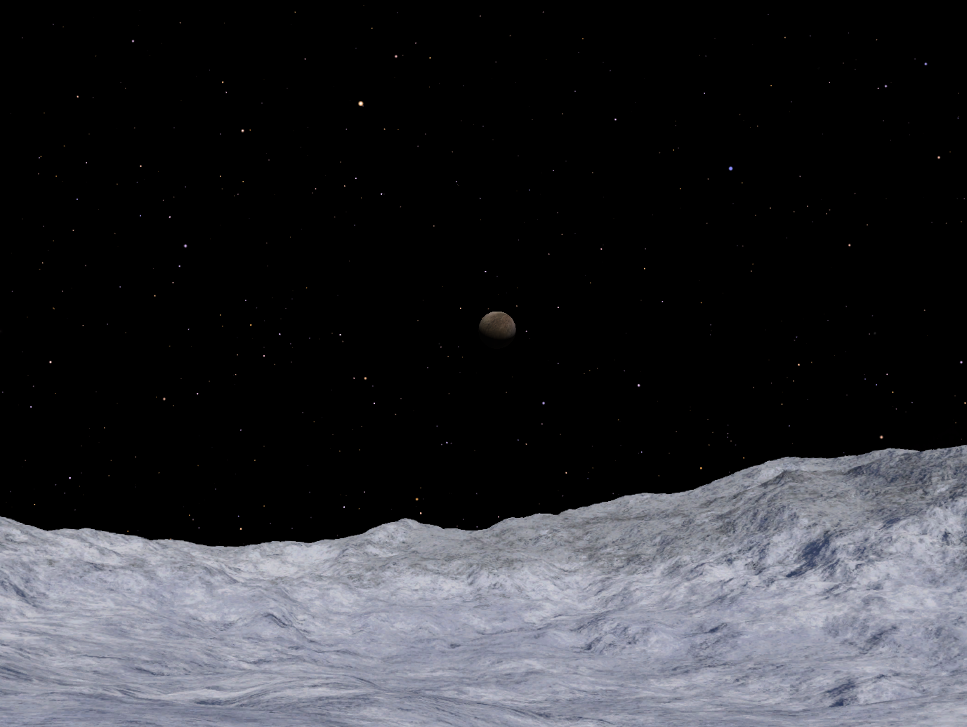 Charon as seen from the surface of Pluto.