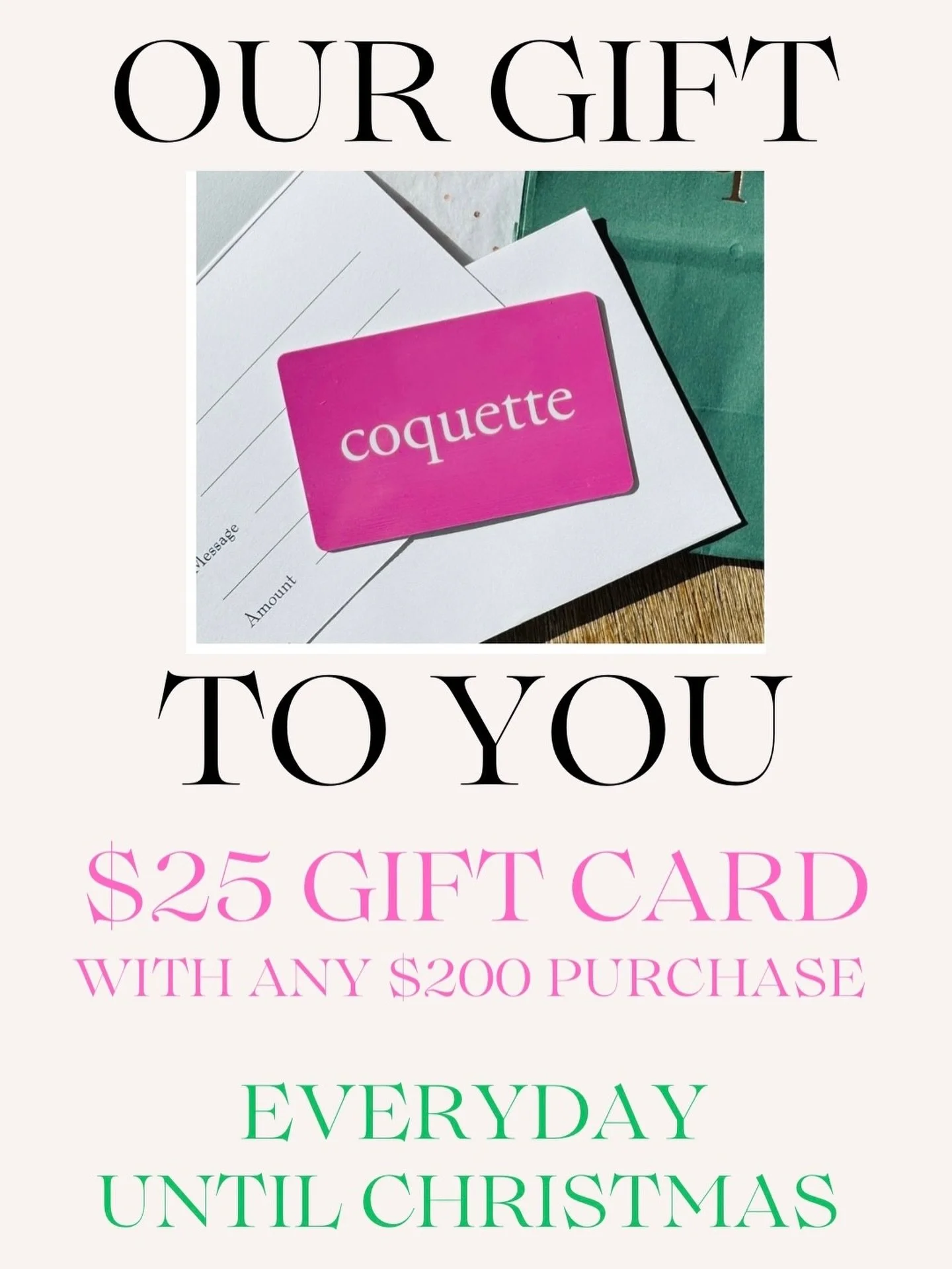 GIFT CARD with purchase NOW until CHRISTMAS 🎄✨

OPEN 10-5 today!!