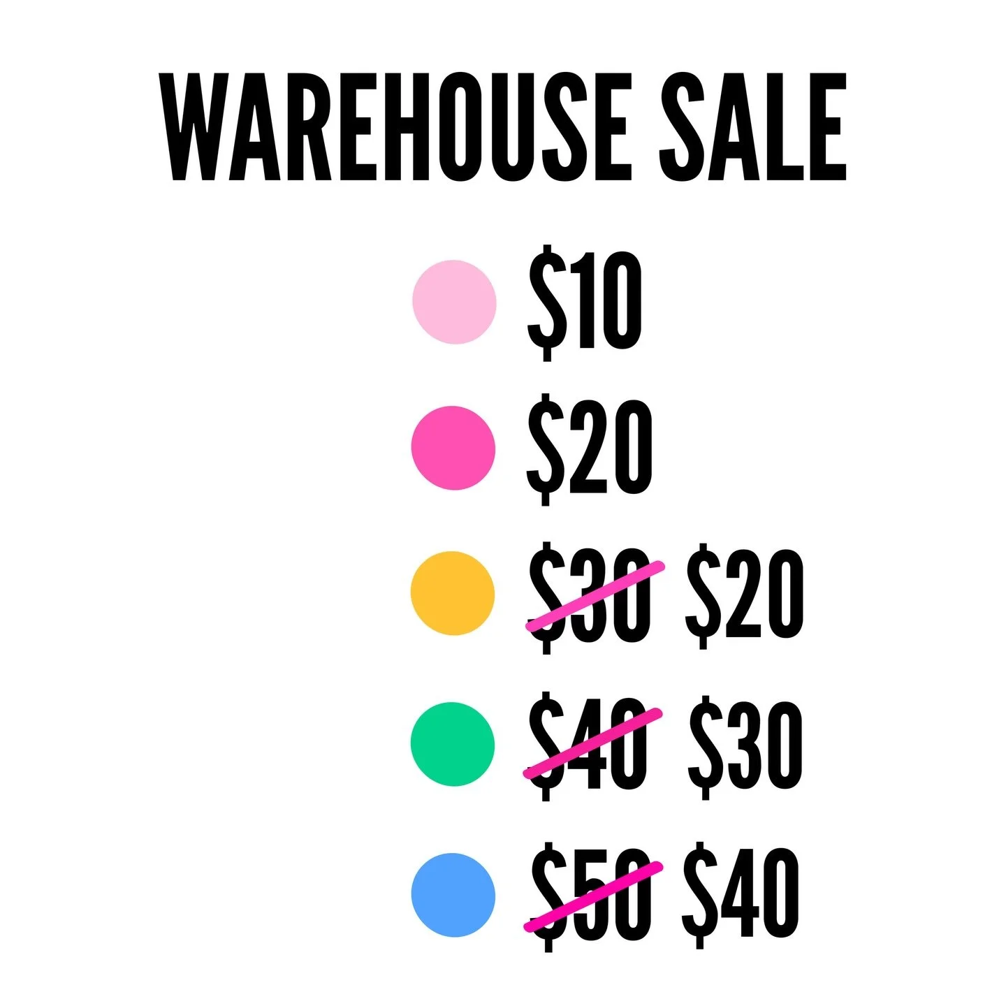WAREHOUSE SALE prices REDUCED ✨