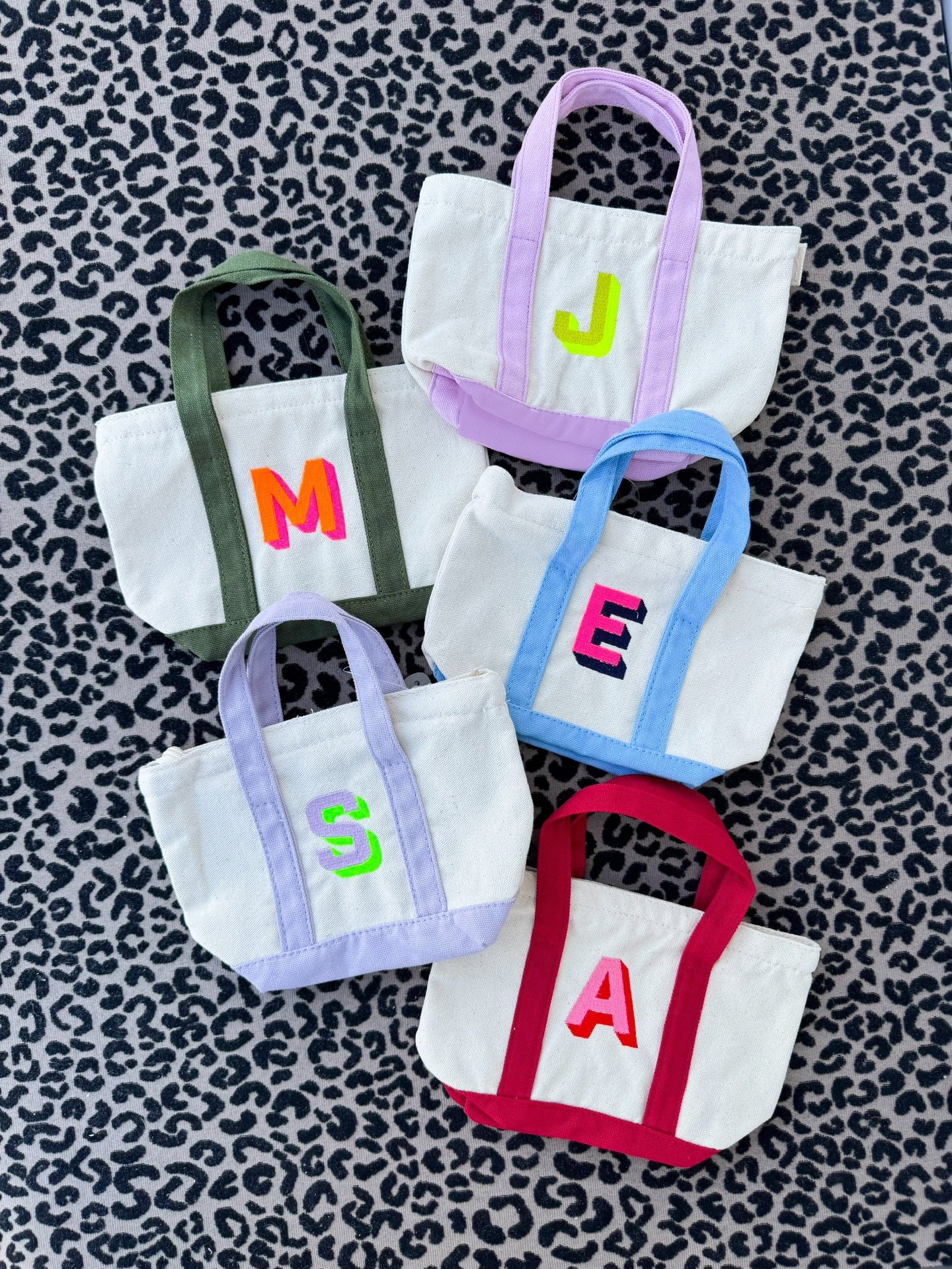 Mini Block Initial Totes $28 👛
@stitchbycoquette