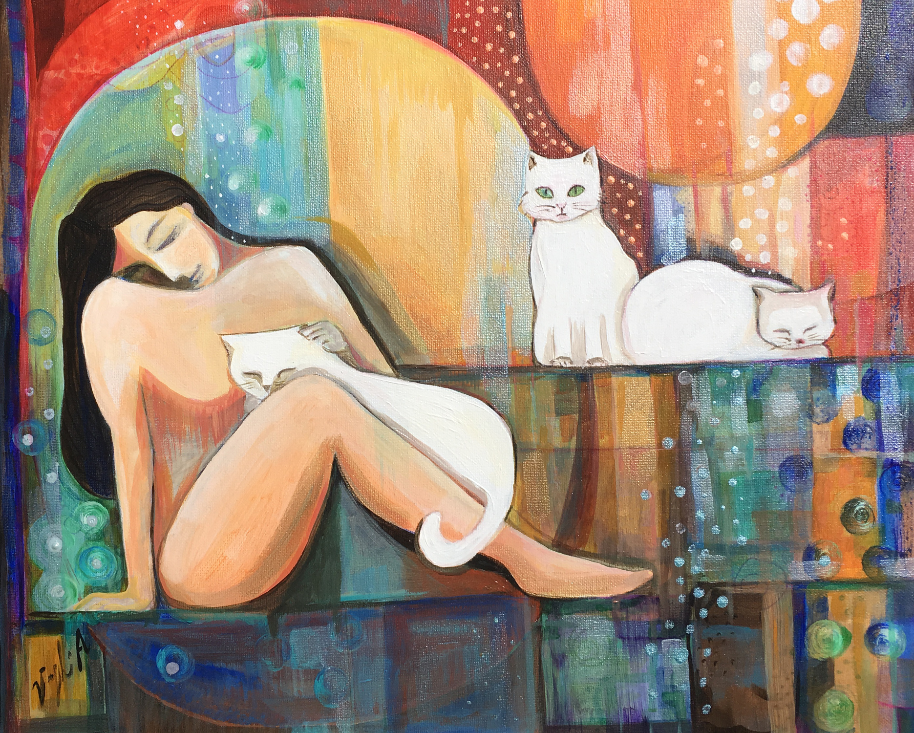 Woman and Her Cats