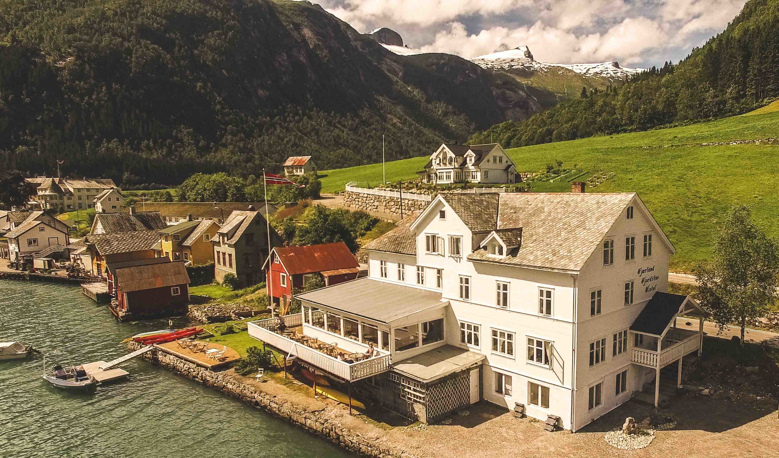 The hotel seen from the fjord