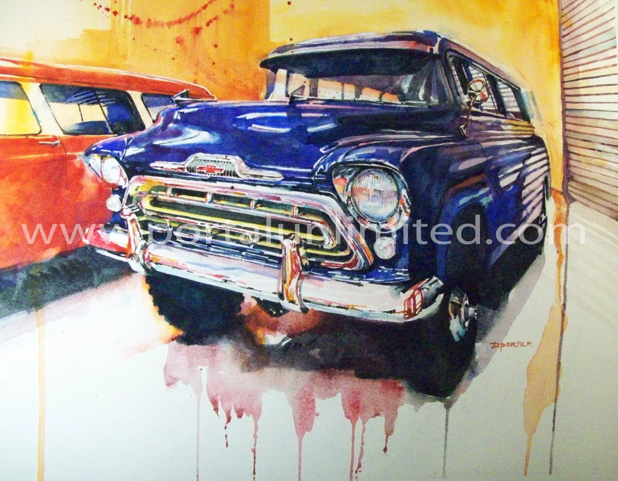 "Old Blue",  Original Watercolor