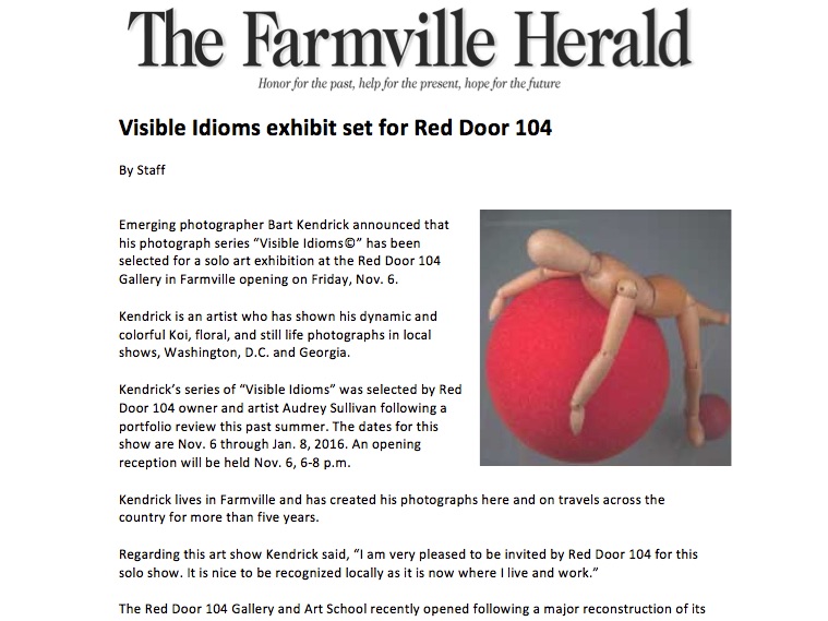Visible Idioms exhibit set for Red Door 104
