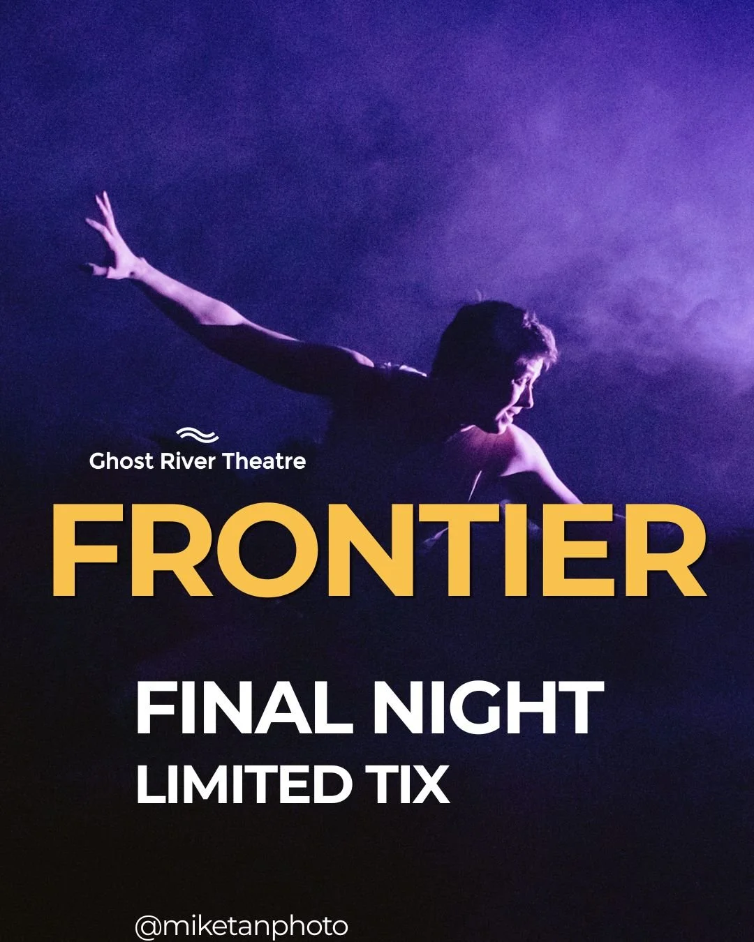 🌙 FINAL NIGHT: FRONTIER 🌙

"Brooding and beautiful, this brave physical performance plumbs the depths of the female experience on the western frontier." &mdash; Karen Hines

Tonight is the finale.

Experience Frontier, a wordless, physica