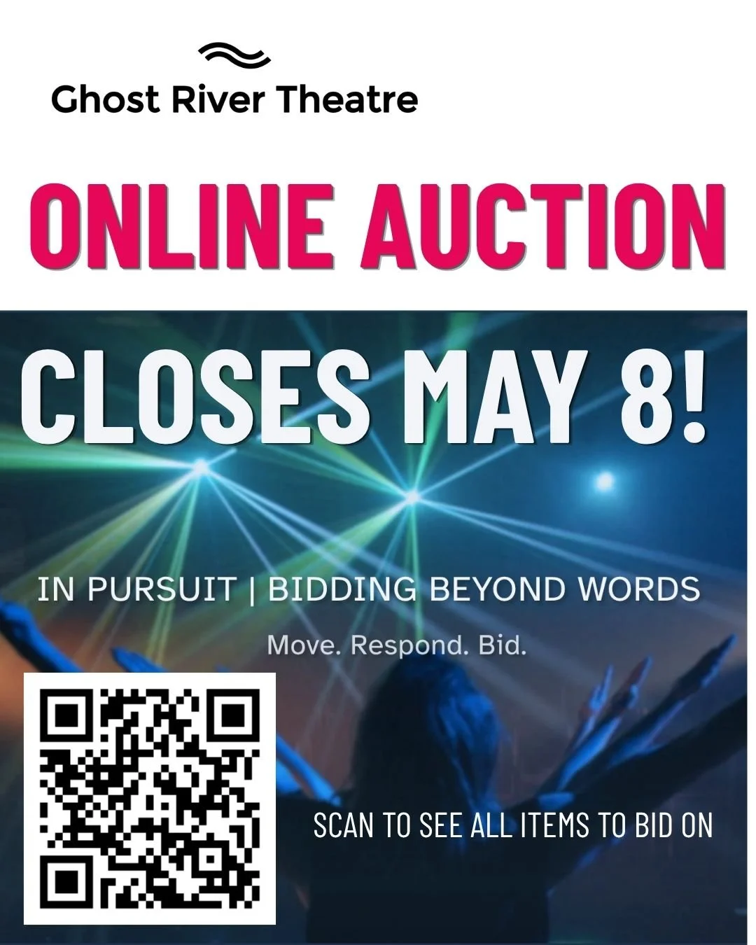 ENDS MAY 8!

Ghost River Theatre's annual online silent auction is live!

Check out the amazing items and bid to support Ghost River Theatre's vision as a catalyst for enriching Calgary's thriving arts community.

Anyone ready to challenge our highly