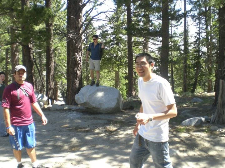 Miguel, Shannon, and Victor preparing for a scramble
