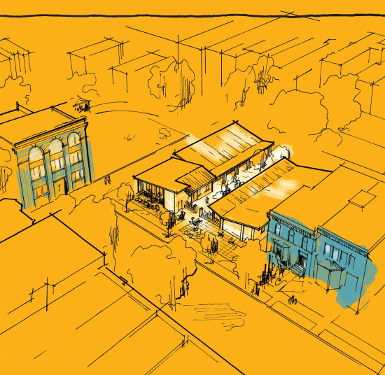 The architects' rendering of their tiny houses. 