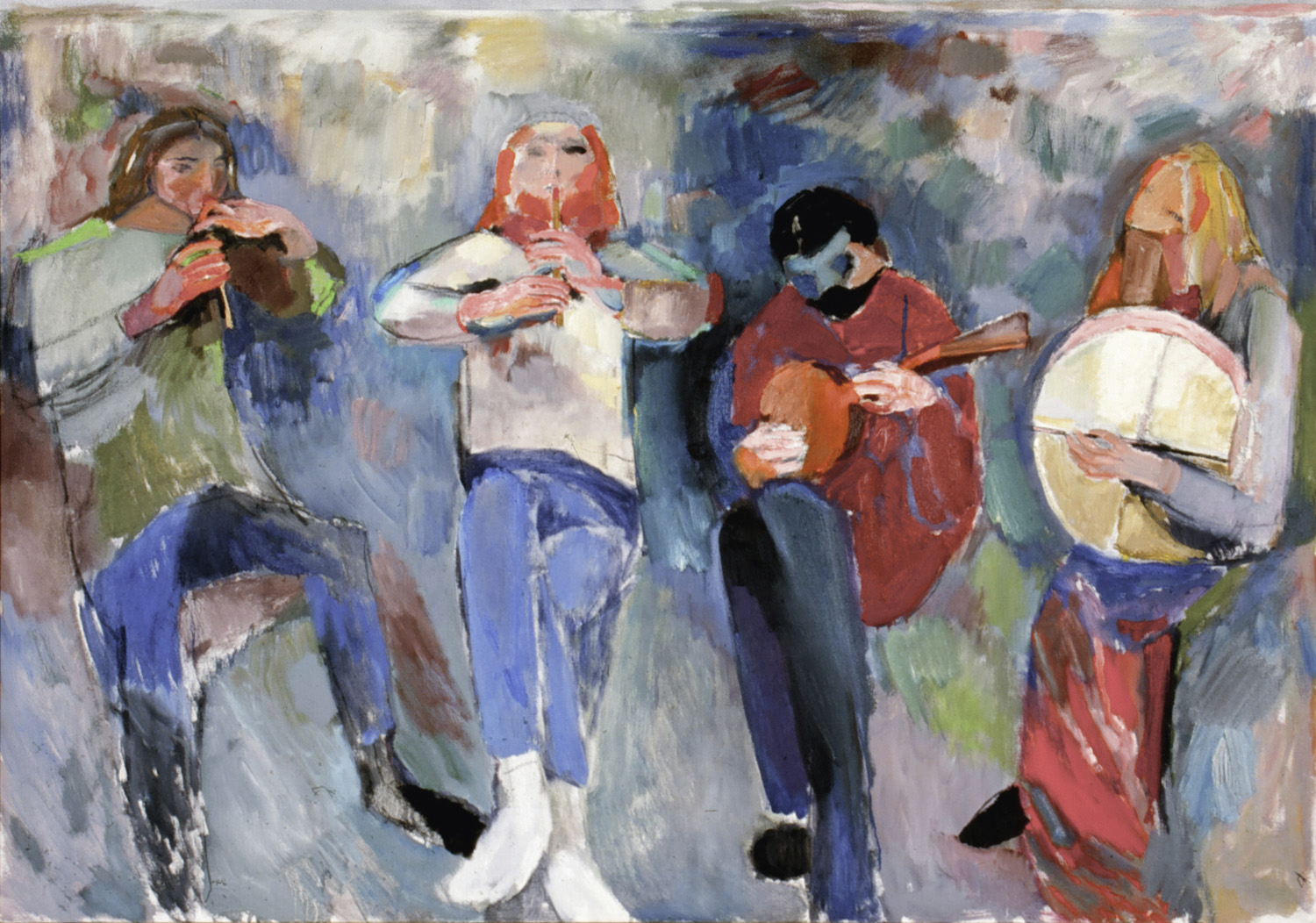 BOB - IRISH MUSICIANS/1980's/36 x 60" / Property of the Holter Museum