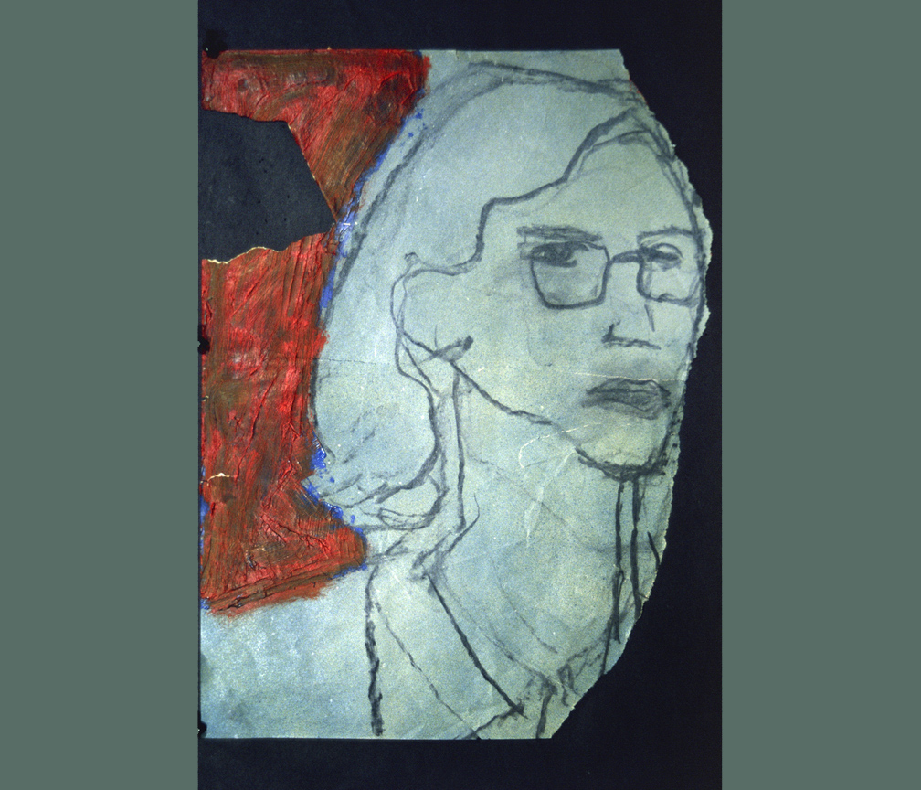 BOB - Jan / 1970 / charcoal, oil on torn paper / 9 x 14"