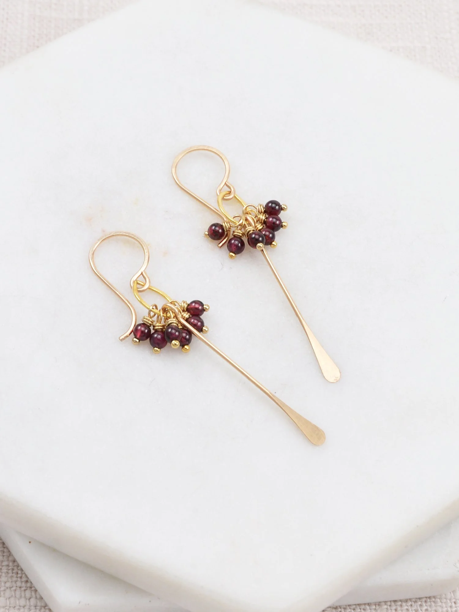 Garnet Cluster Fringe Earrings