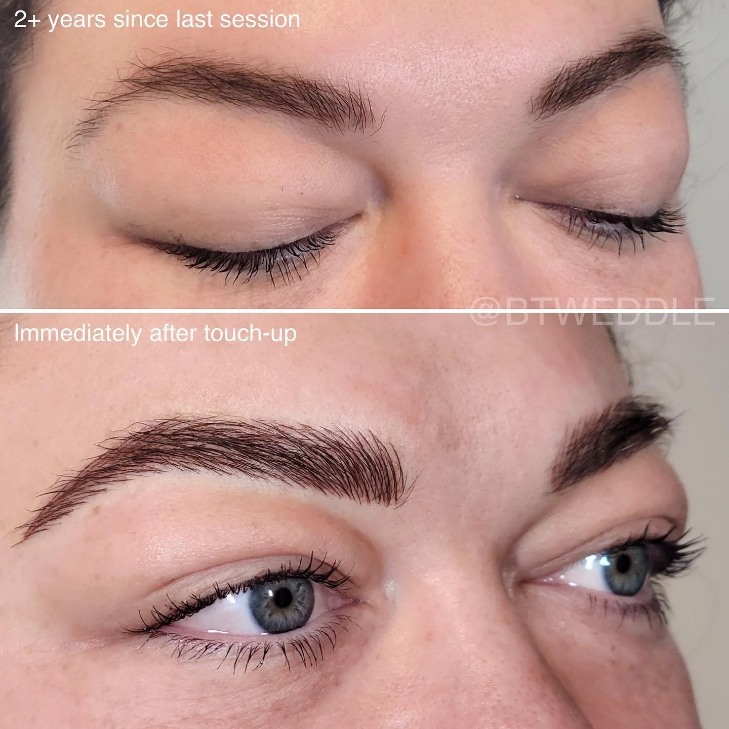 It's always so satisfying to refresh brows that have almost completely faded! ✨🙌🏻✨It has been just over 2 years since I last tattooed these brows. 
Thanks for coming to see me again!🥰
.
.
.
.
.
#micropigmentation #vancouvertattoo #vancouverbrows #