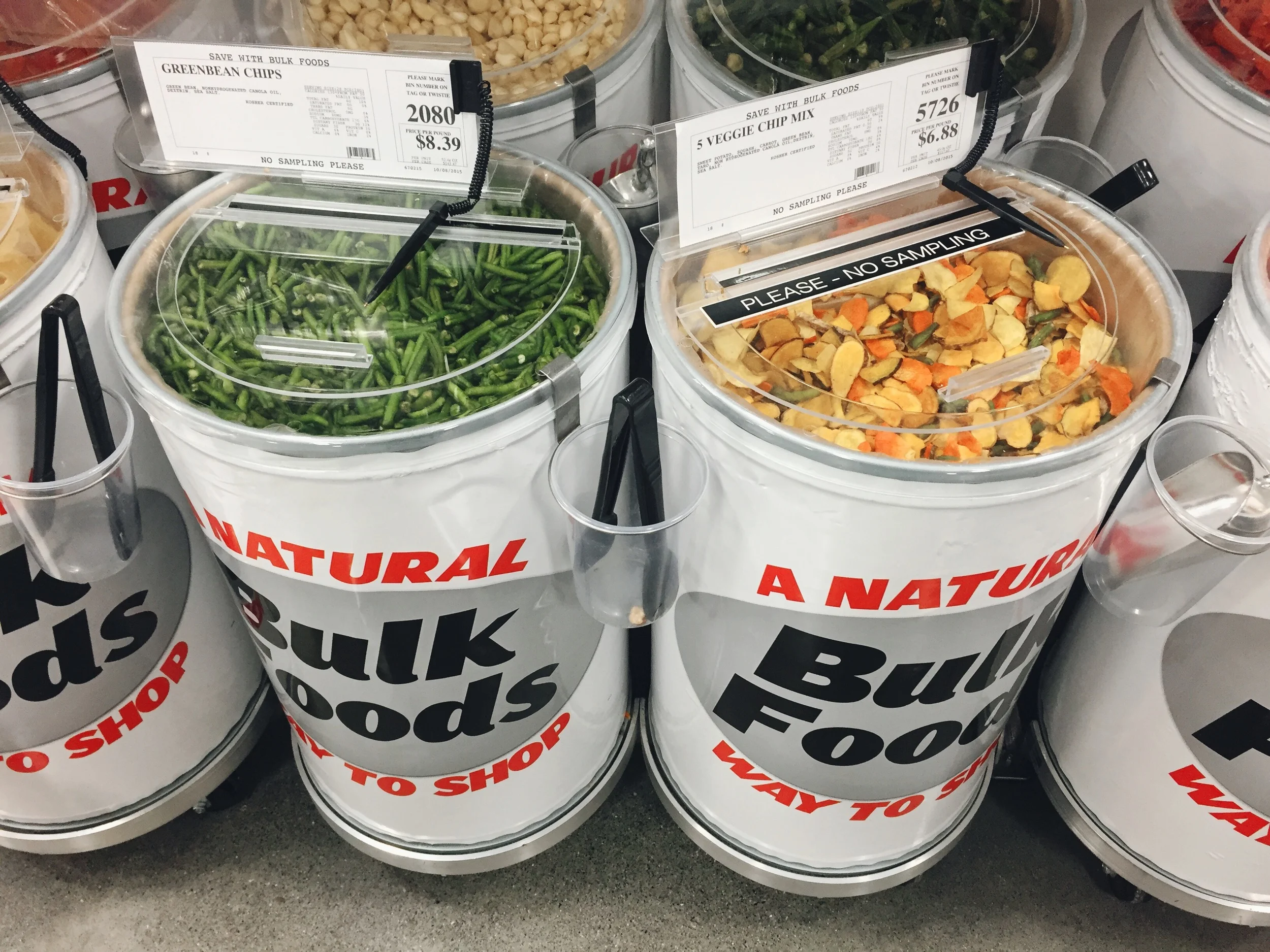 WinCo has these huge bulk bins of pretty much any dried food you have ever imagined. And my most favorite: VEGGIE CHIPS!