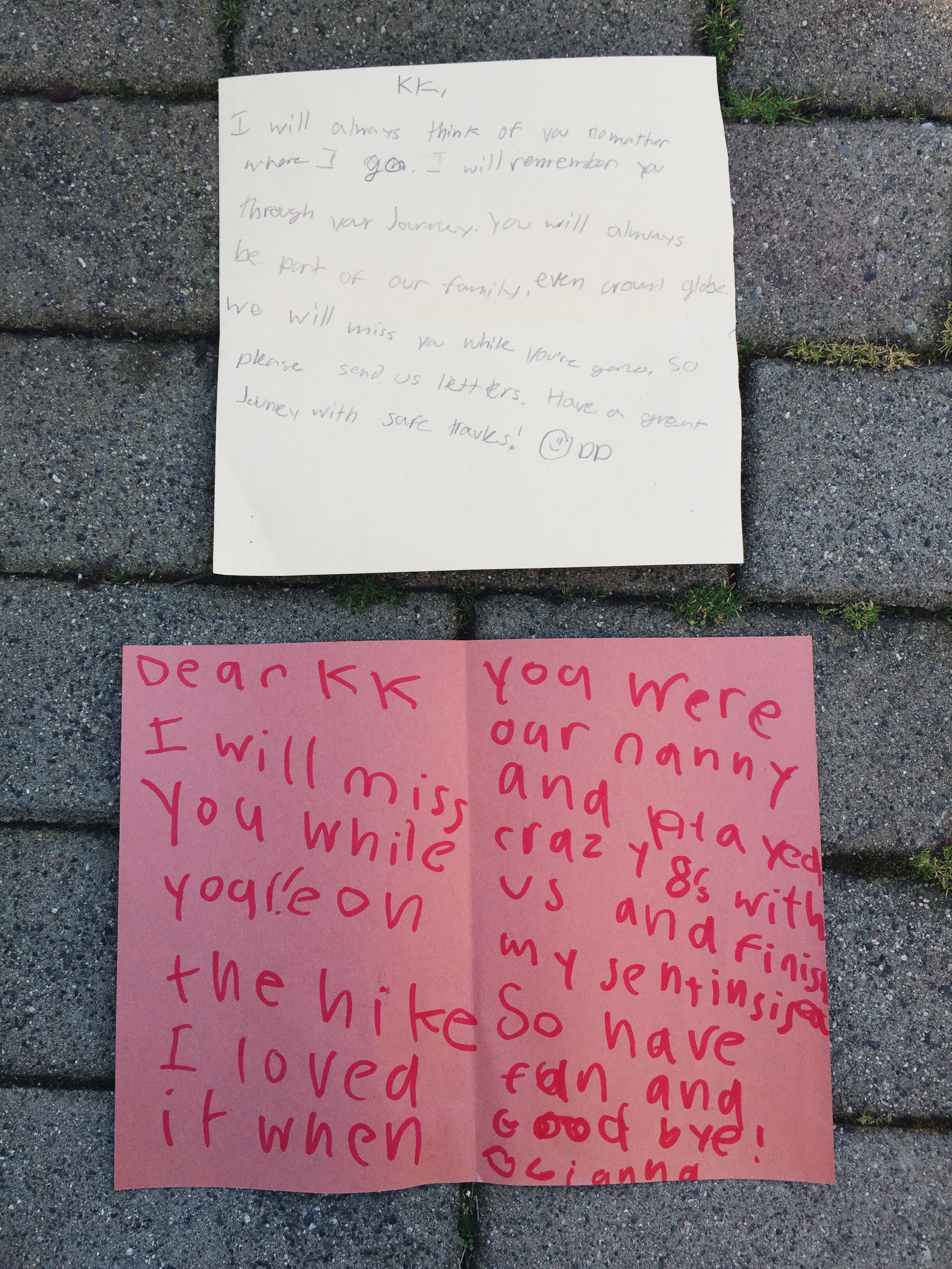 D and G made me these super sweet cards. Yes, they call me KK. :) 