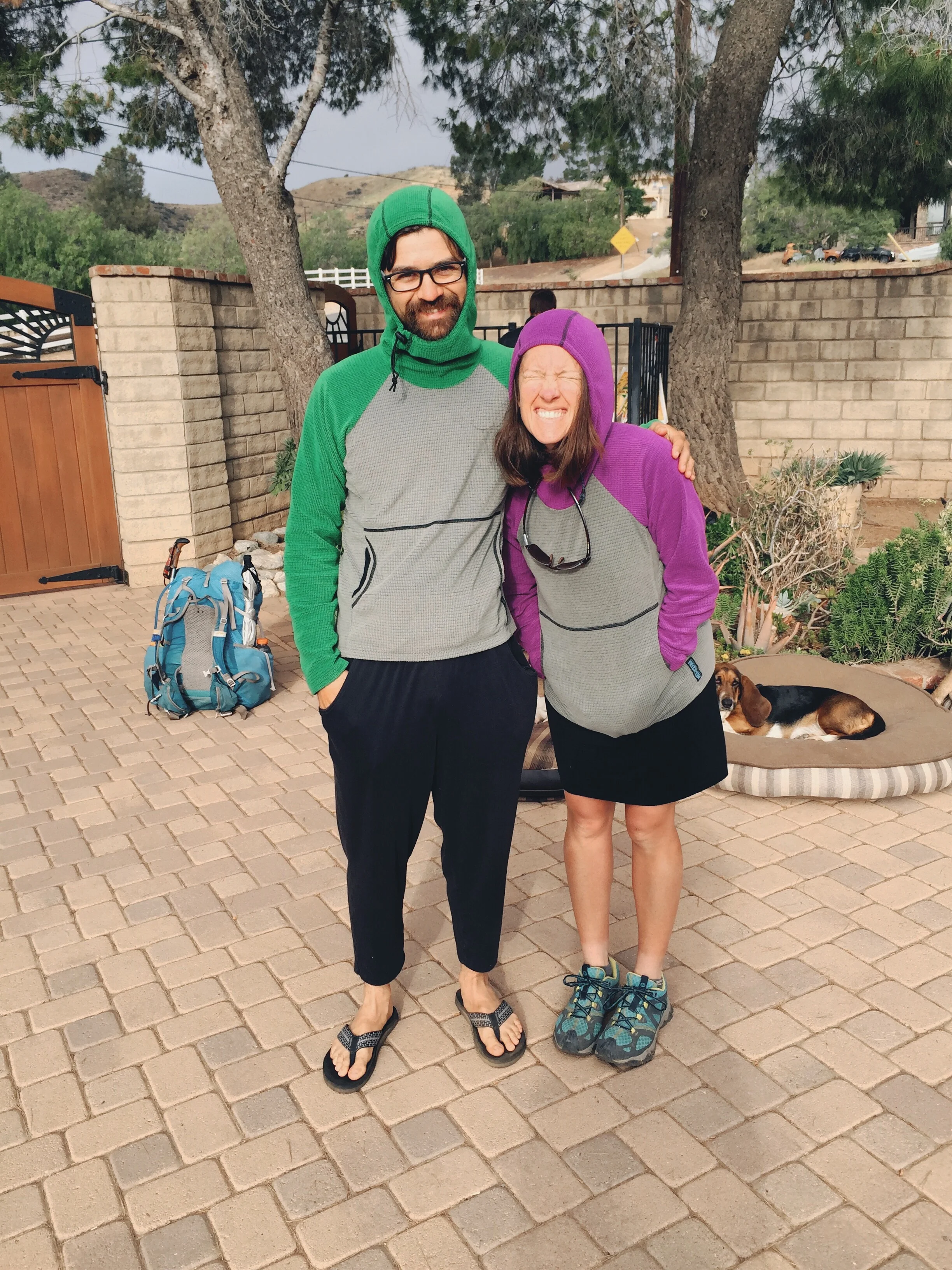 GB and Kristen being twins. I thought we should all order the same fleece and be twins on trail.