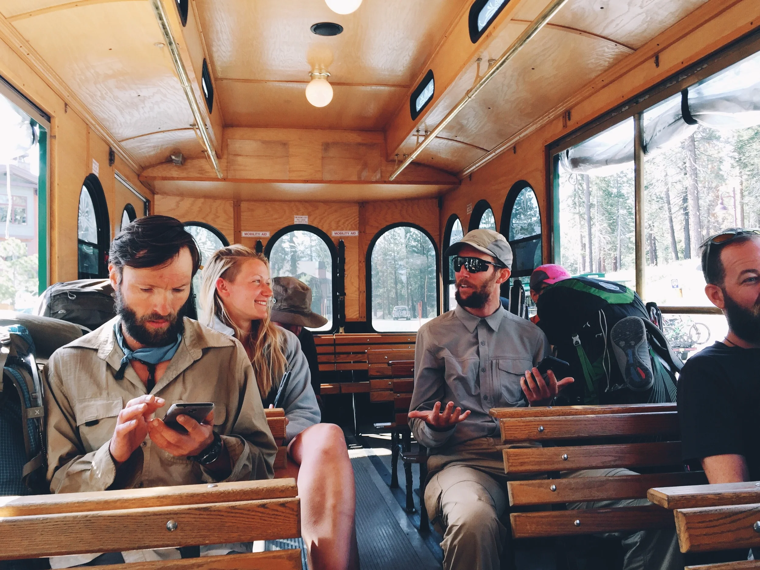 Taking the trolley in mammoth.