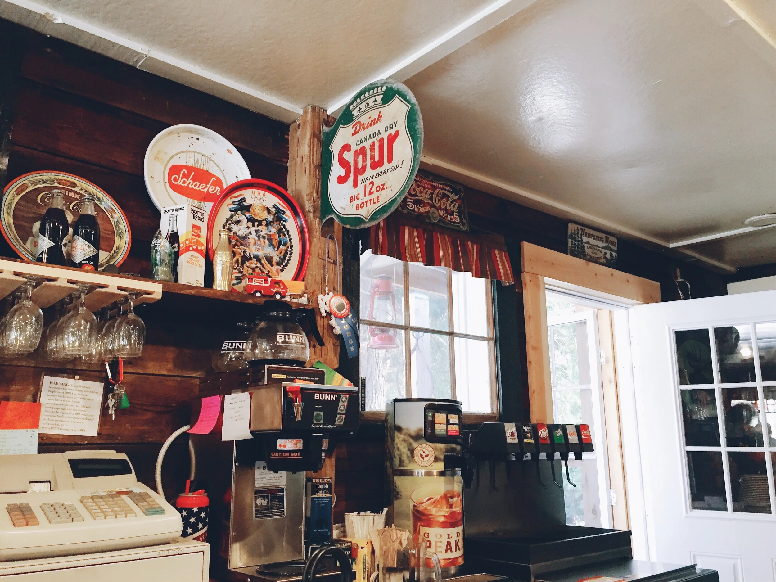 Inside red moose.