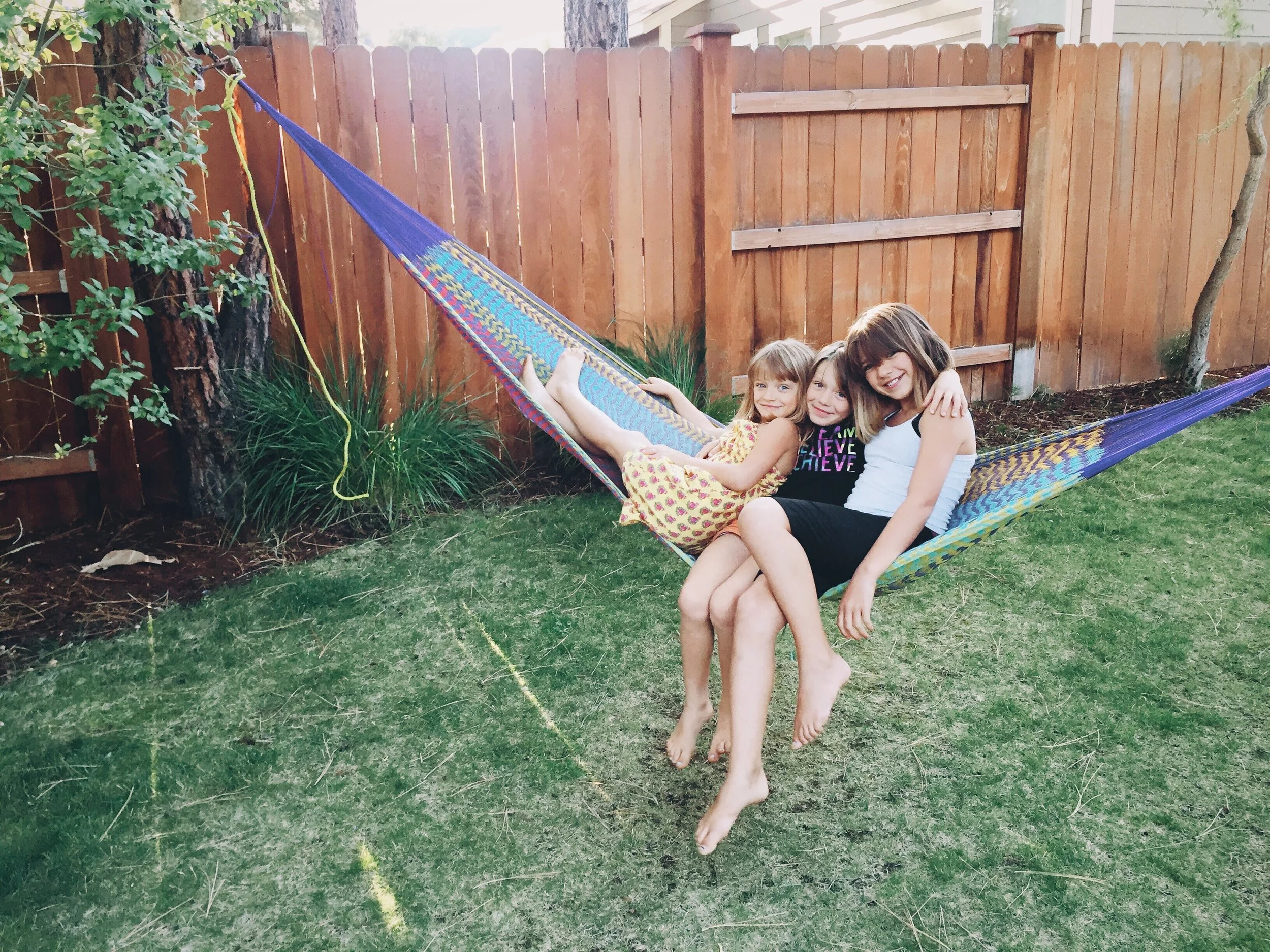 Hammock in backyard with good light.
