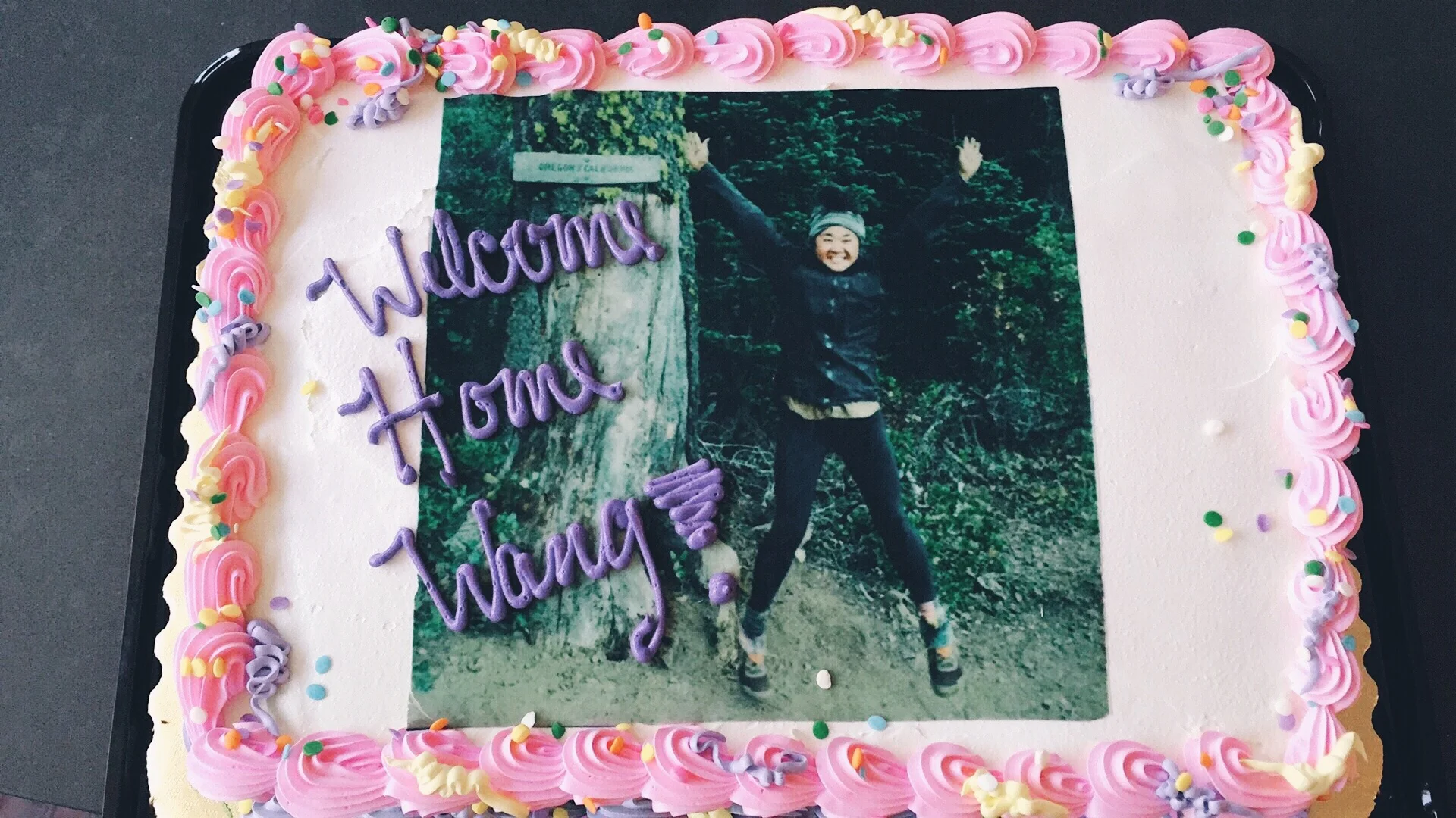 Cake with my face on it. At least I made it to Oregon!