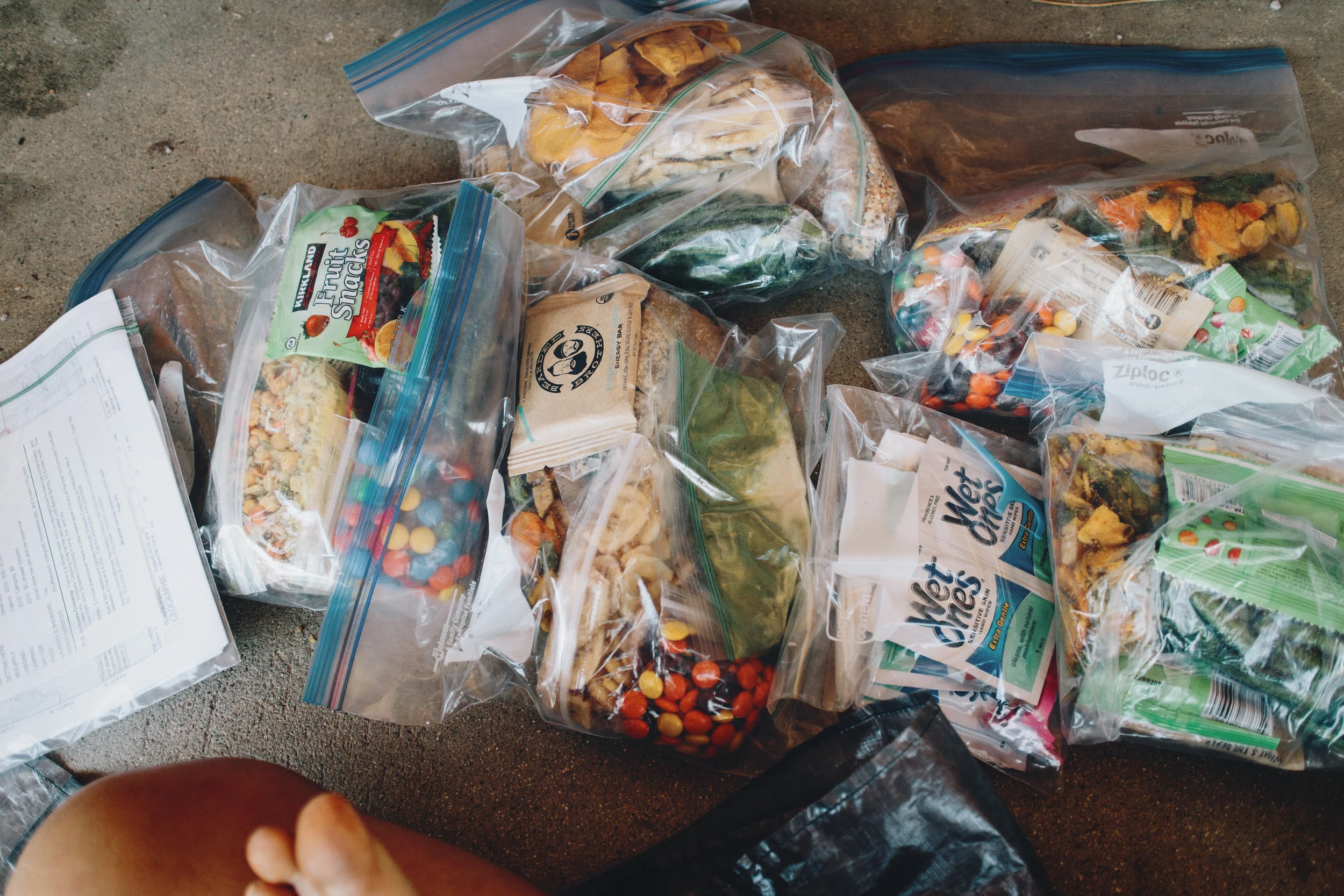 I had put each day's worth of food in separate baggies, not necessary I discovered.