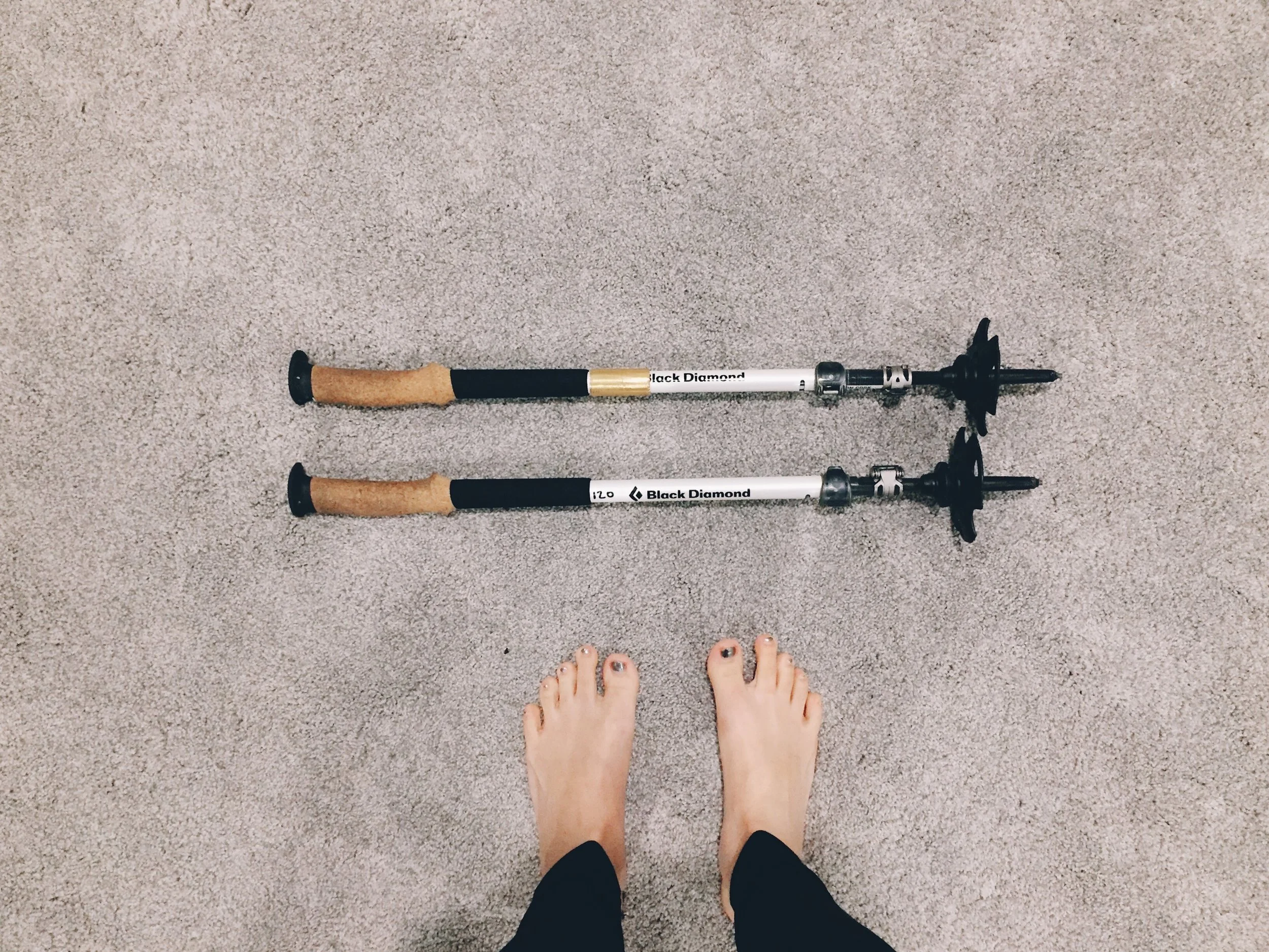 My pretty new poles. The other ones I had on the PCT snapped while I was out this winter, I think they froze! :( I loved my old ones but I thought it was finally time for me to upgrade.