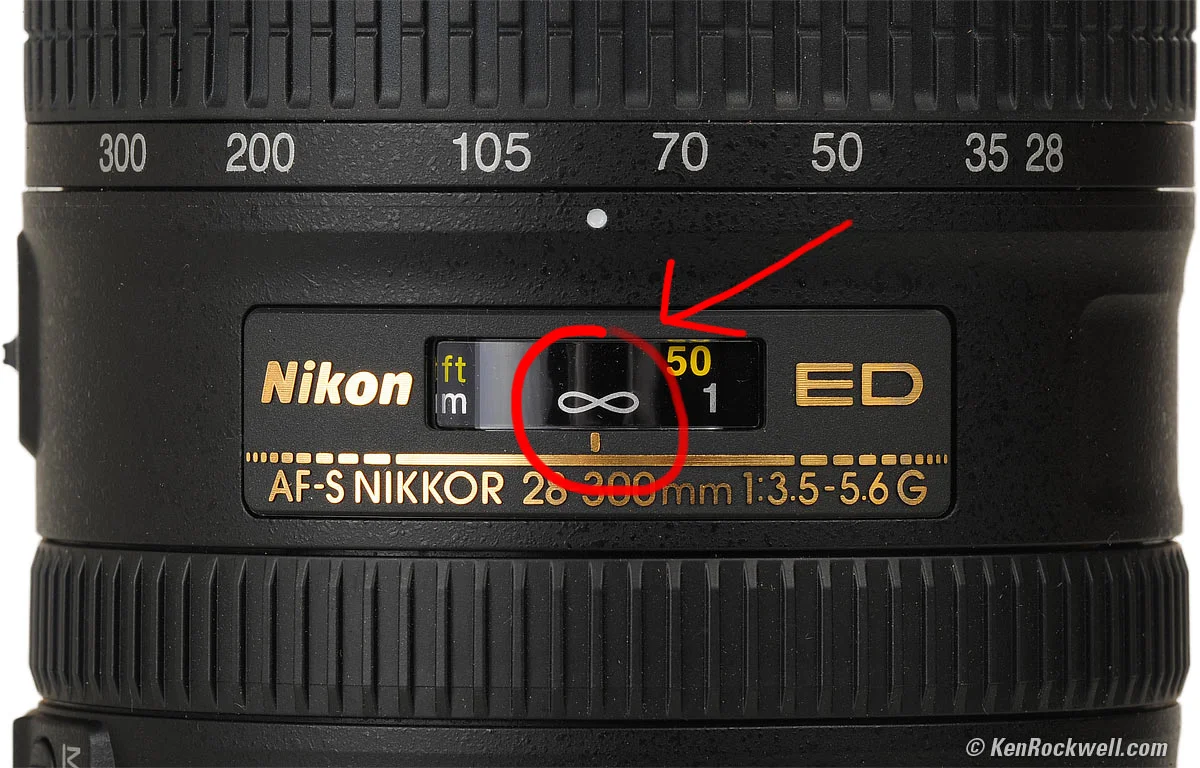 Match the line up to the inifinity mark to focus.